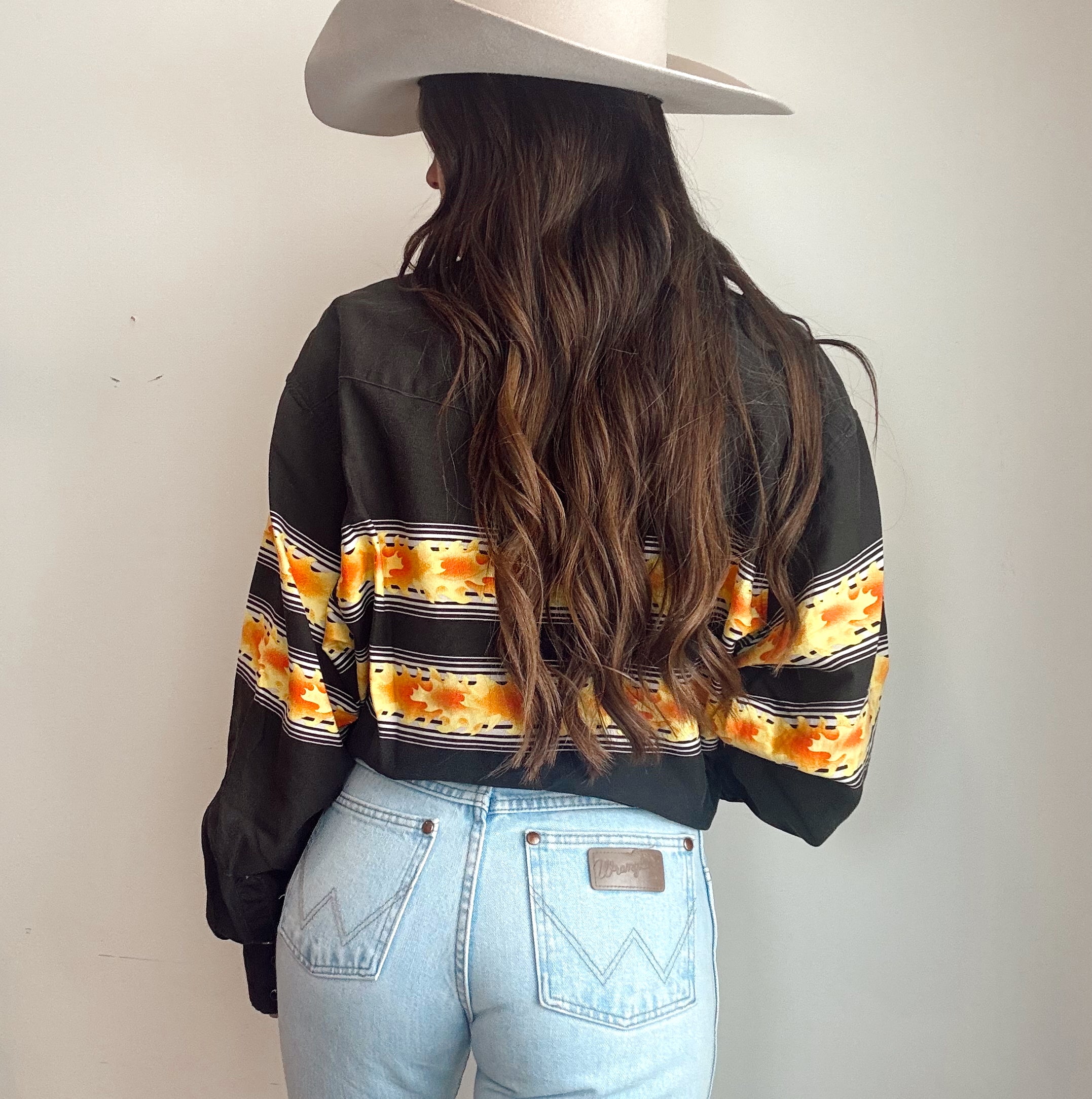 Vintage 90s Western Flame Pearl Snap