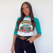 Vintage 80s Monster Truck Godzilla Raglan Tee