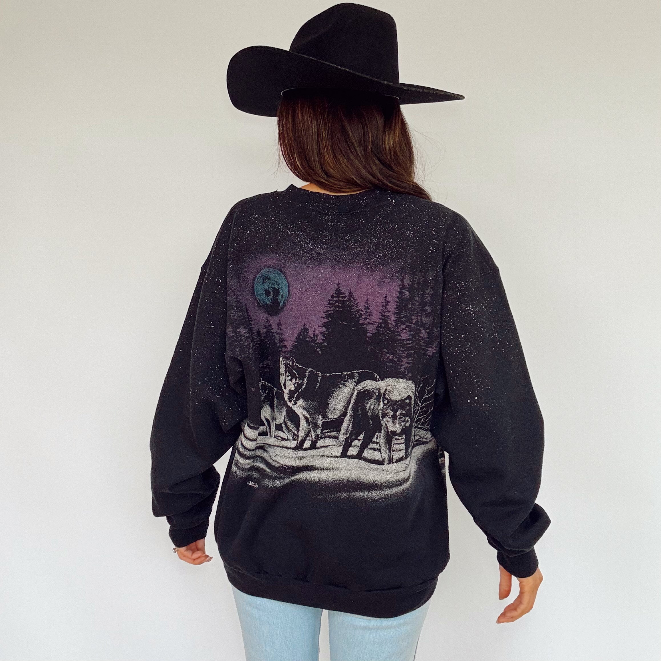 Vintage 90s Wolf All Over Print Crewneck Sweatshirt