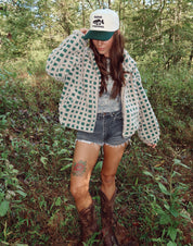 Green Checkered Sherpa Jacket
