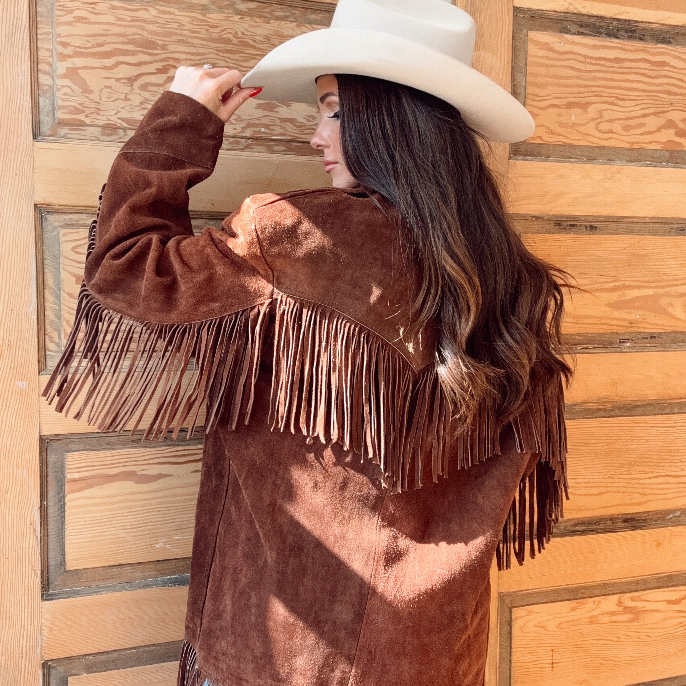 Vintage 70s Western Brown Fringe Suede Jacket