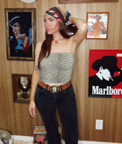 Free Bird Leopard Tube Top Tan