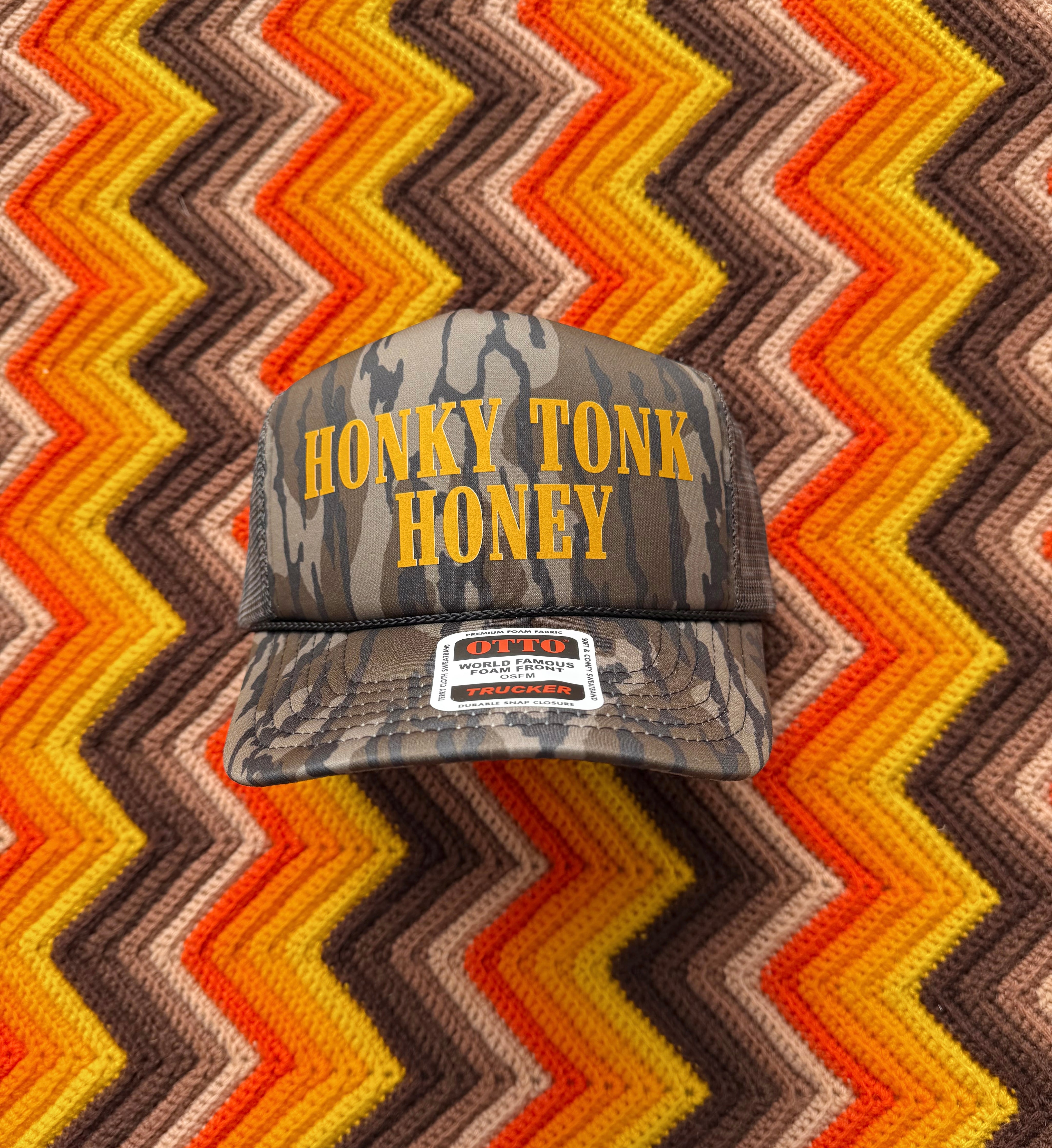 Honky Tonk Honey Camo Trucker Hat