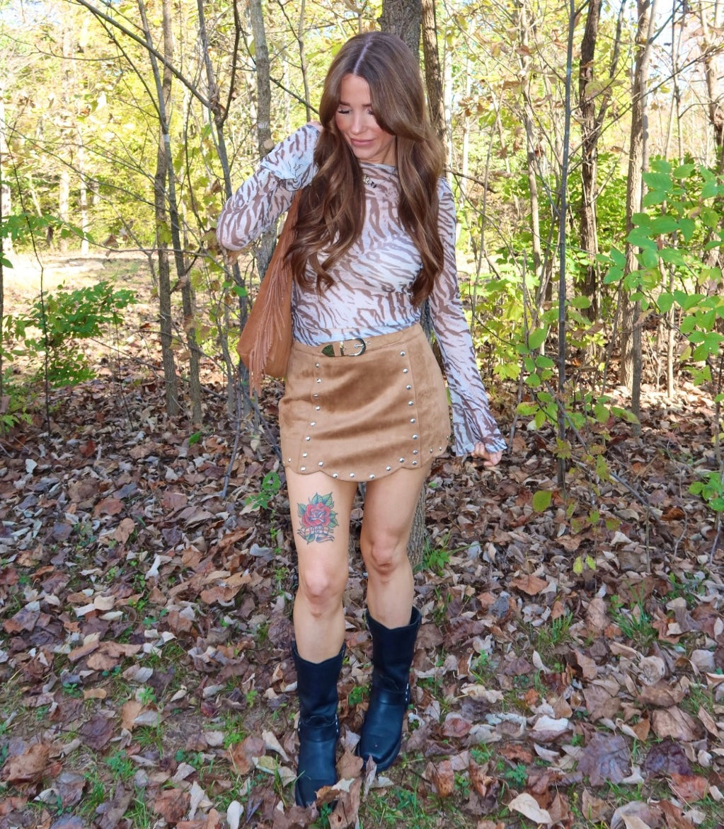 Buckskin Suede Mini Skirt