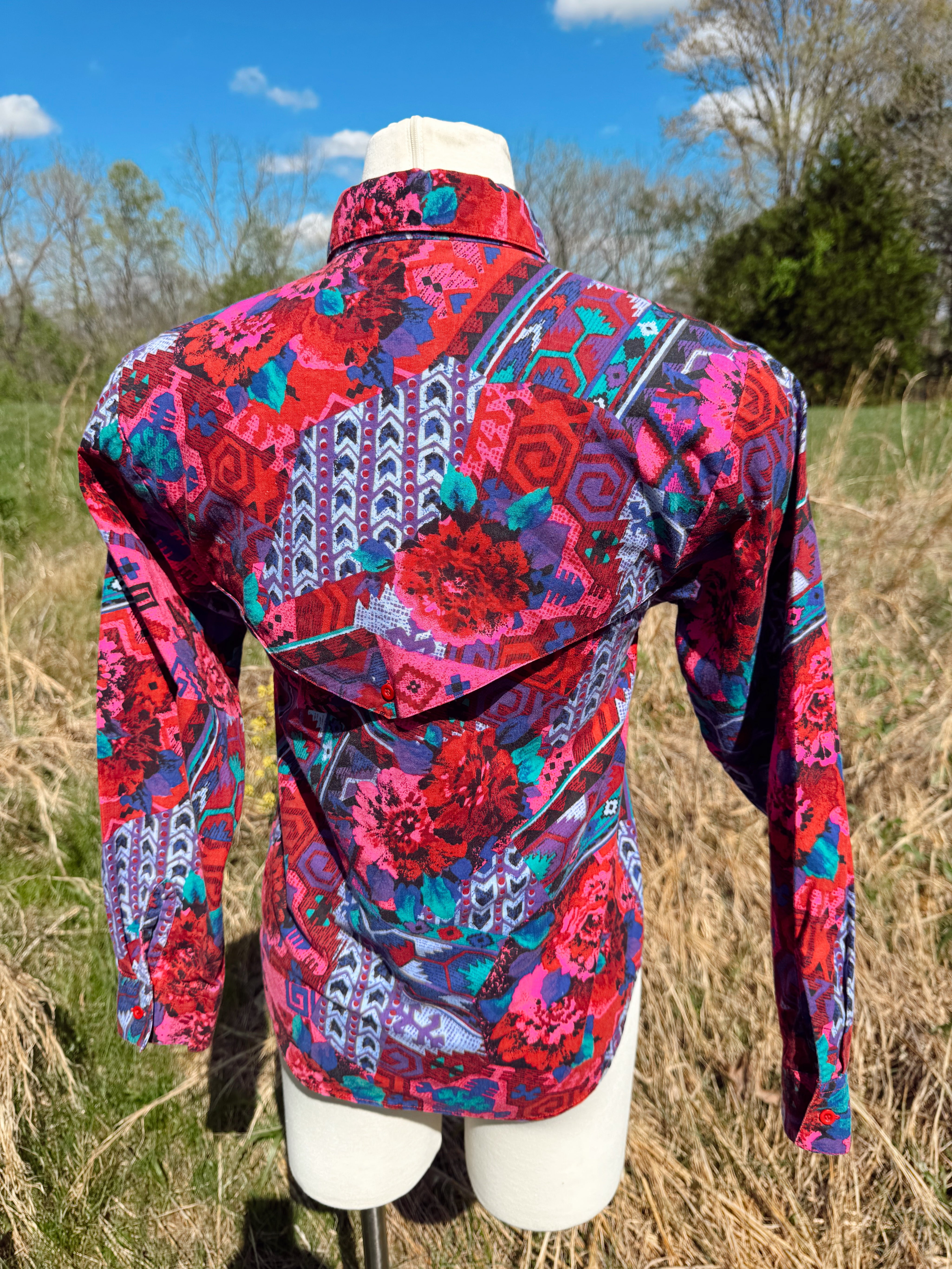 Vintage 80s Wrangler Rose Button Up