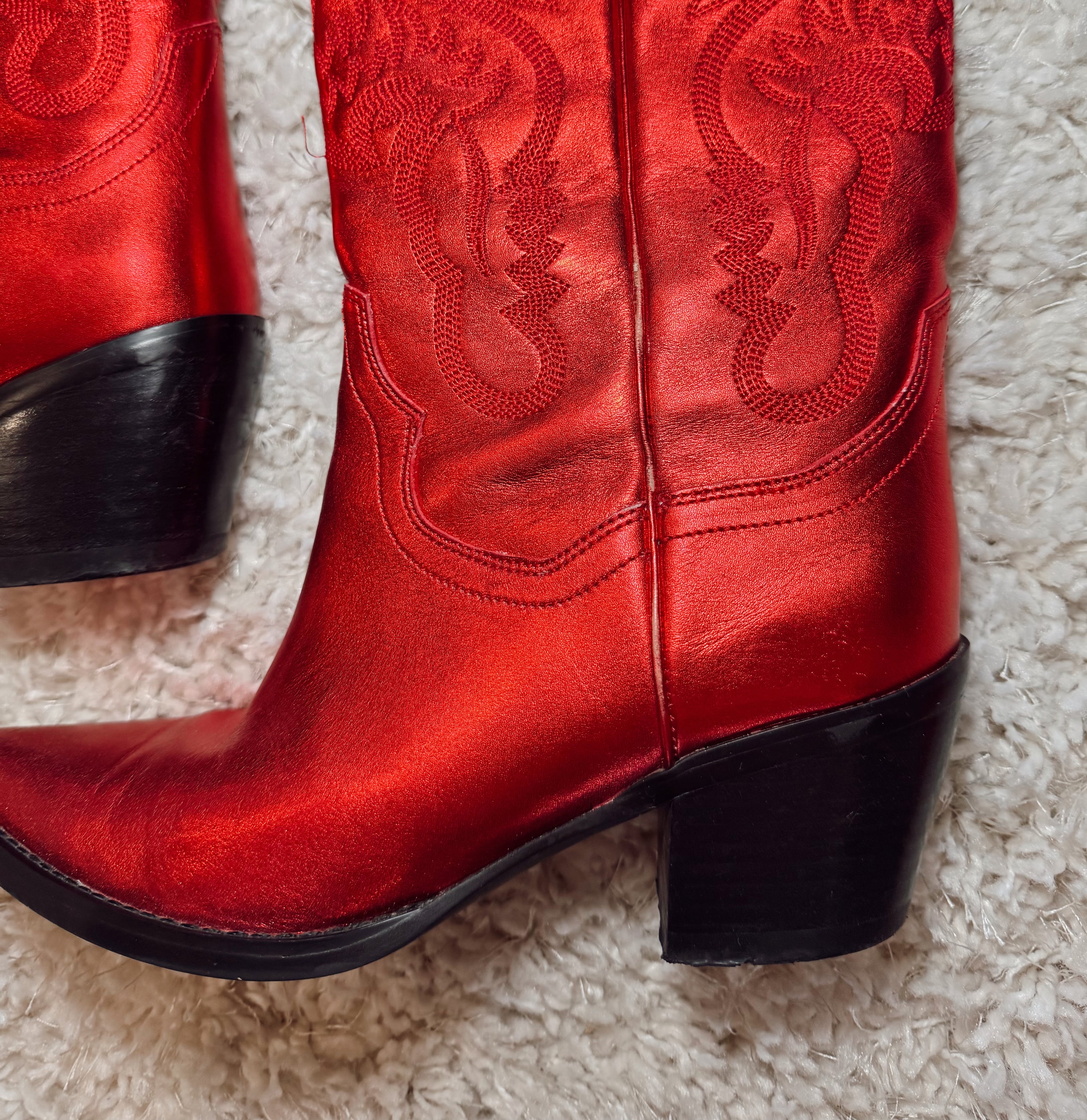 Jefferey Campbell Red Metallic Western Cowgirl Boot