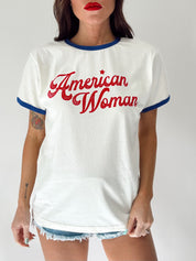 Retro American Woman Ringer Tee