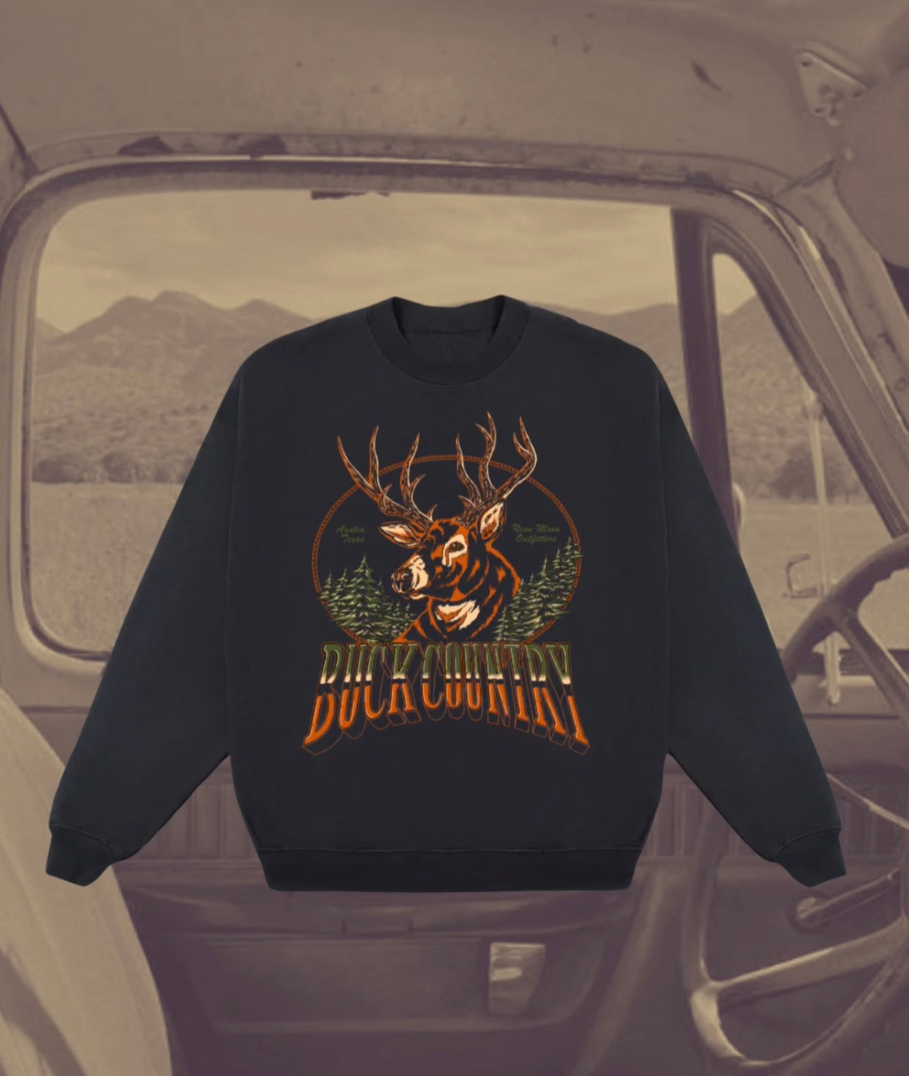 Retro Buck Country Crewneck Sweatshirt