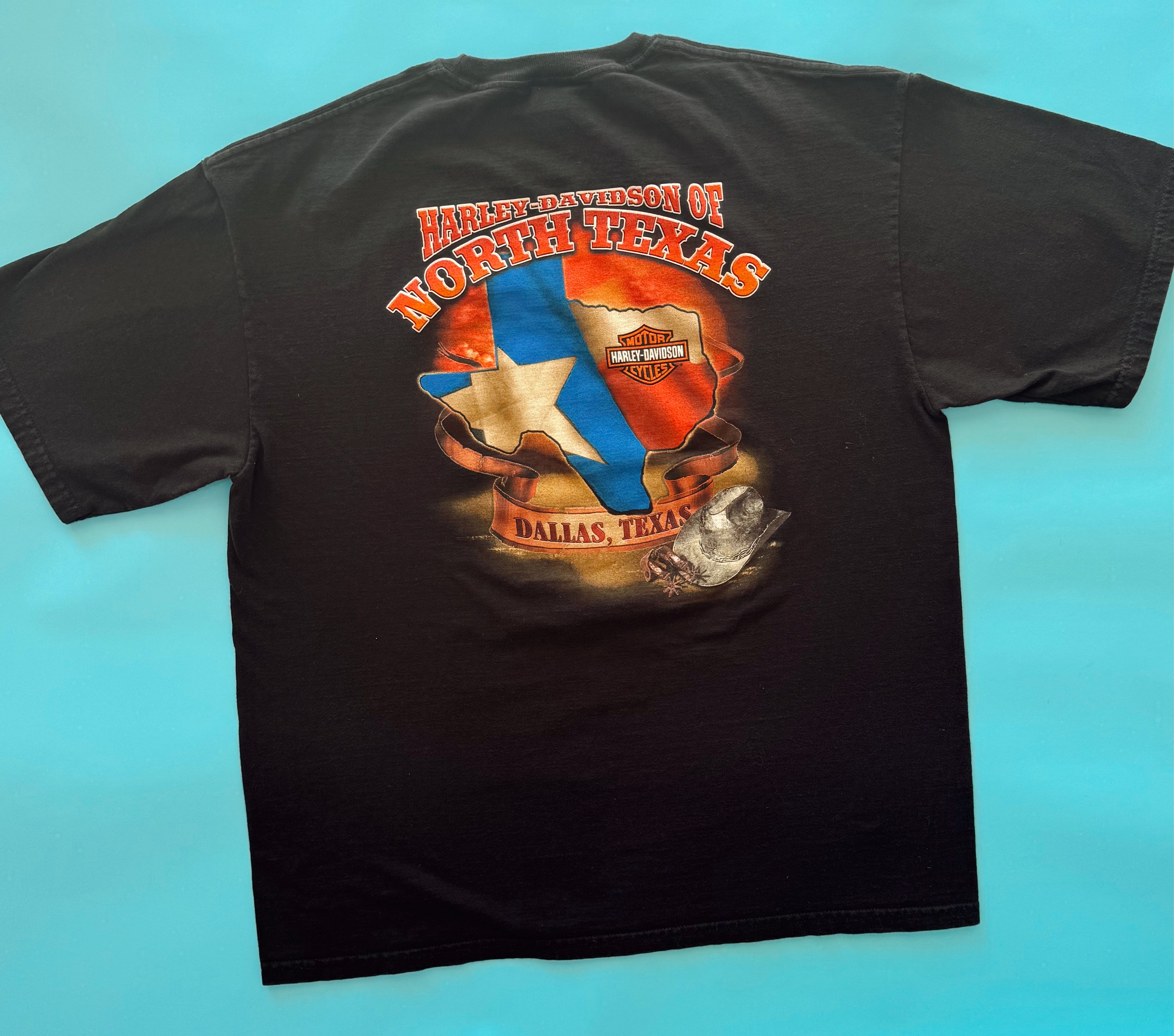 Vintage Harley Davidson Bull Skull Flame Tee