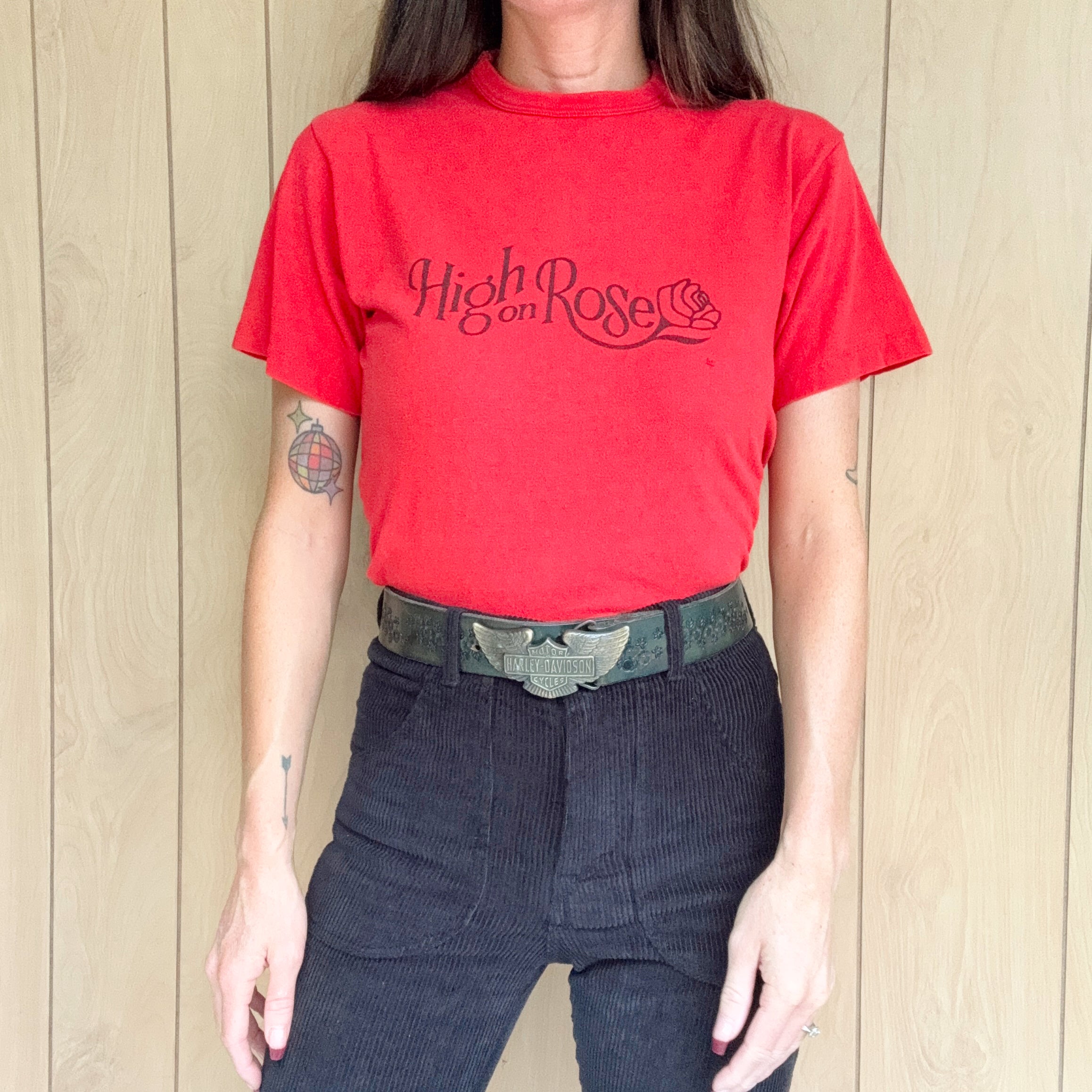 Vintage 70s High On Rose Tee