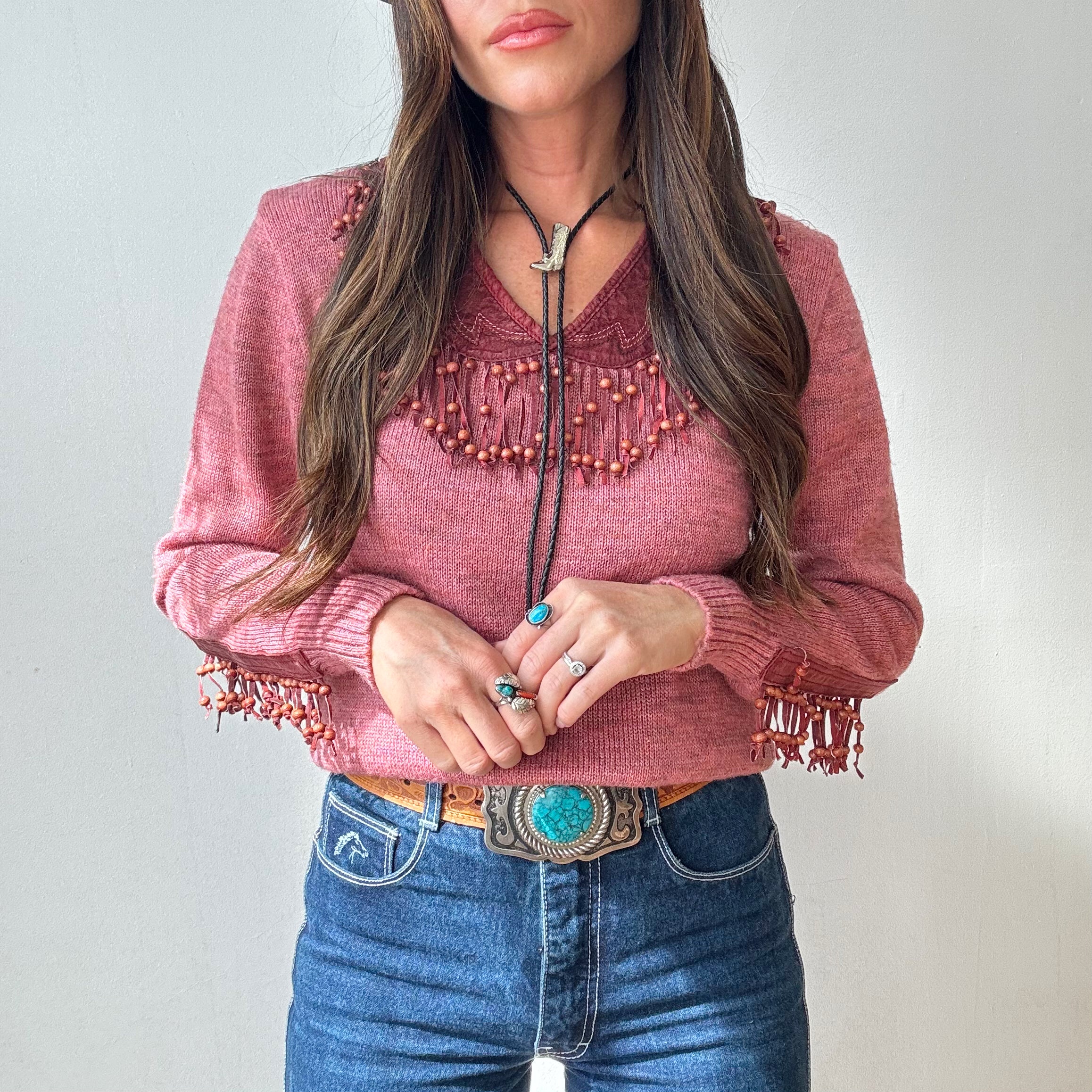 Vintage 80s Miller Western Beaded Sweater