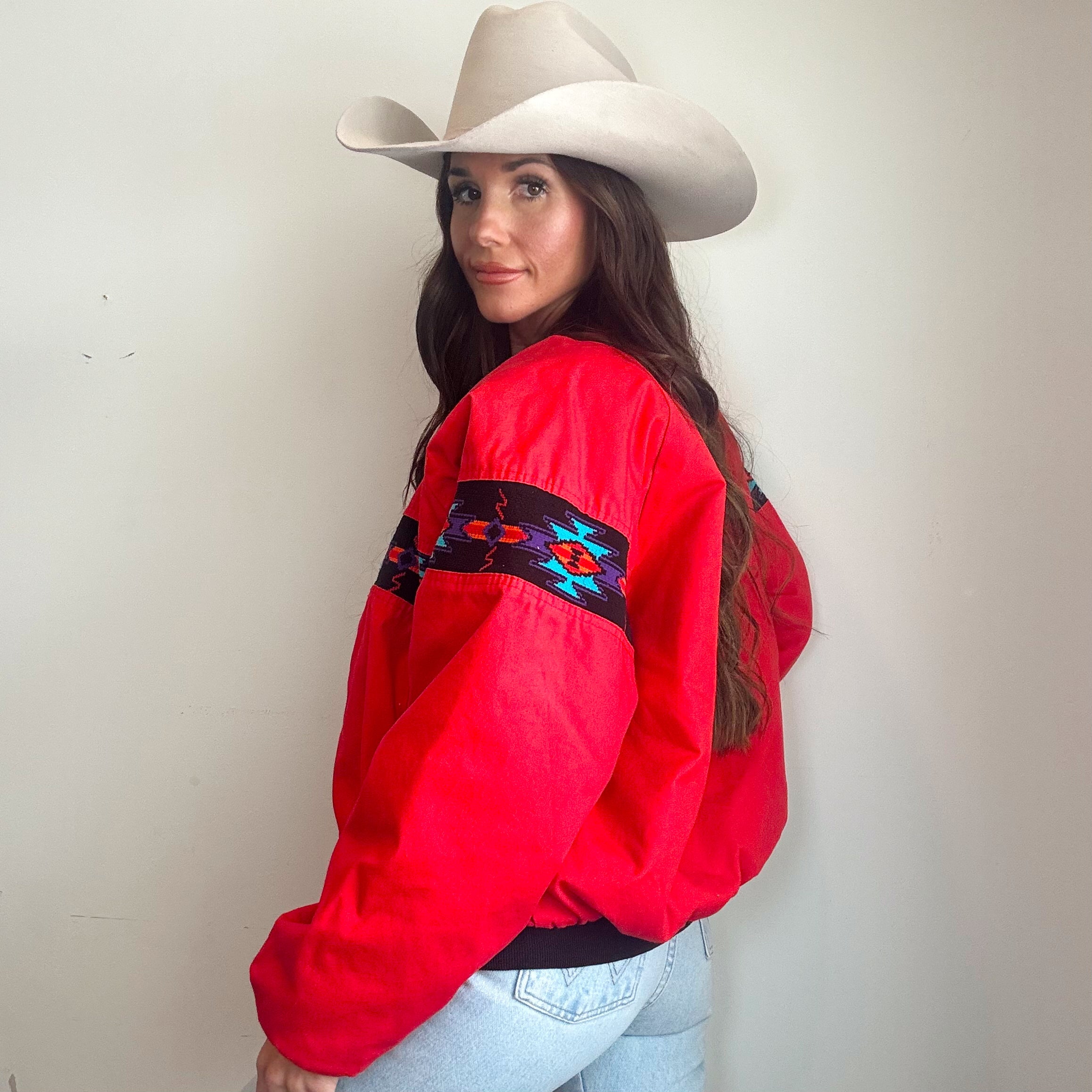 Vintage 90s Southwestern Aztec Bomber Jacket