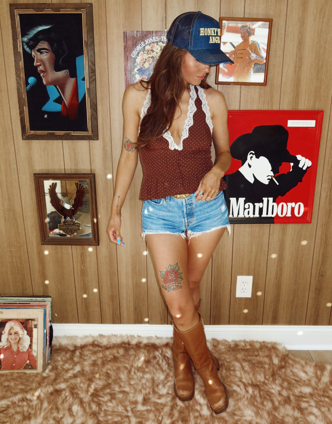 Country Sweetheart Halter Top Brown