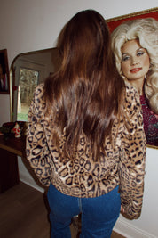 Leopard Faux Fur Zip Up Coat