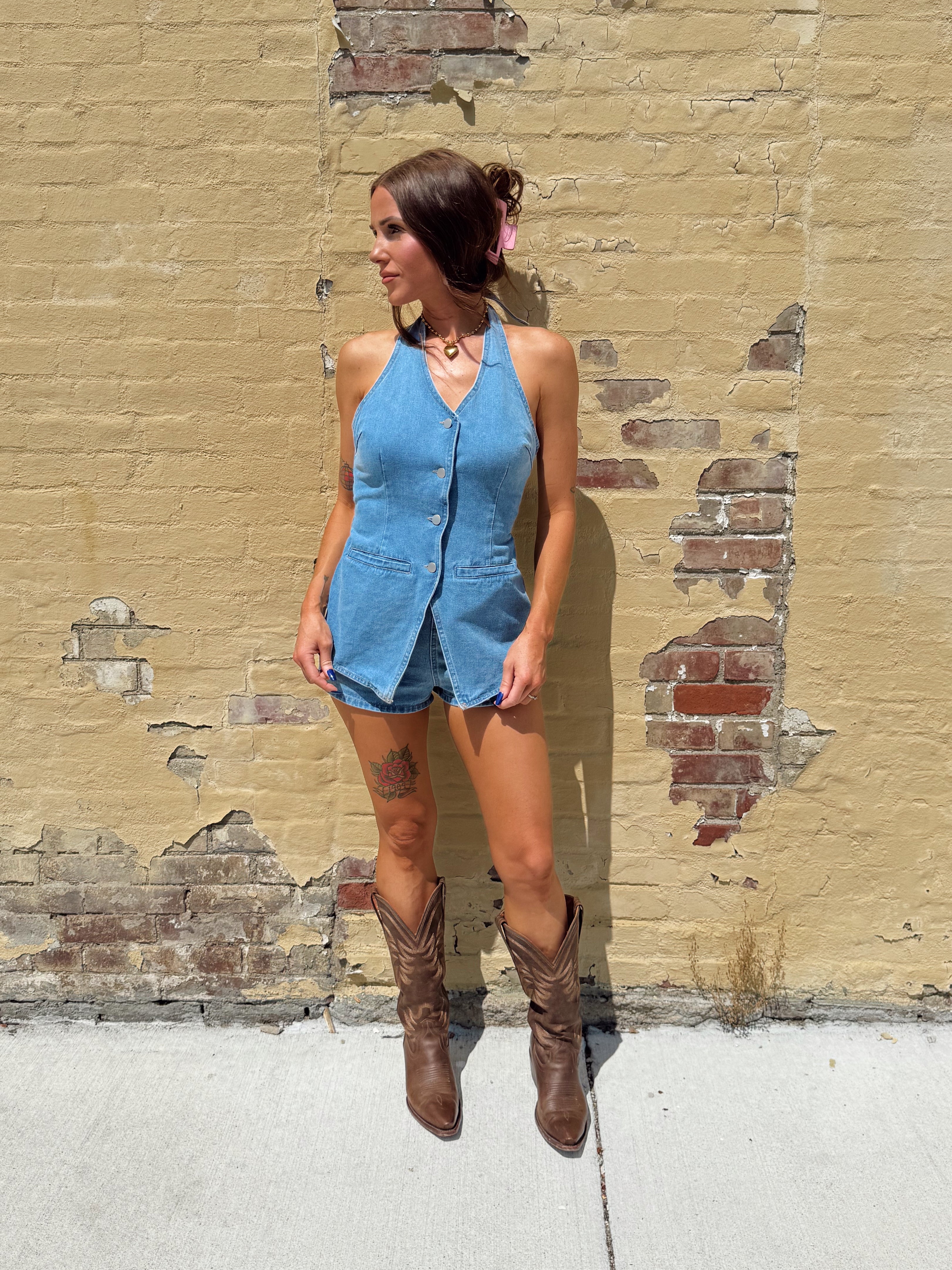 Blue Jean Baby Romper