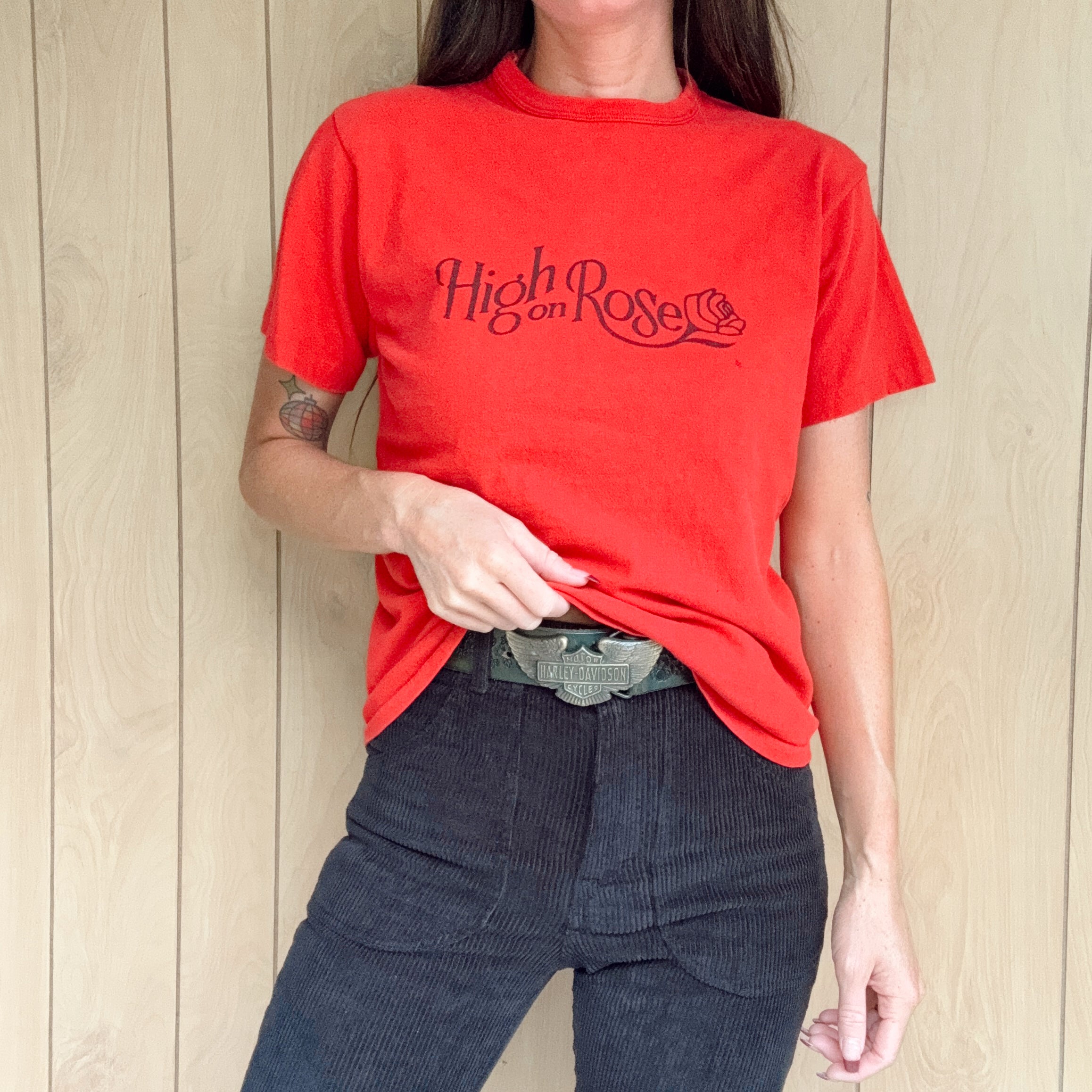 Vintage 70s High On Rose Tee