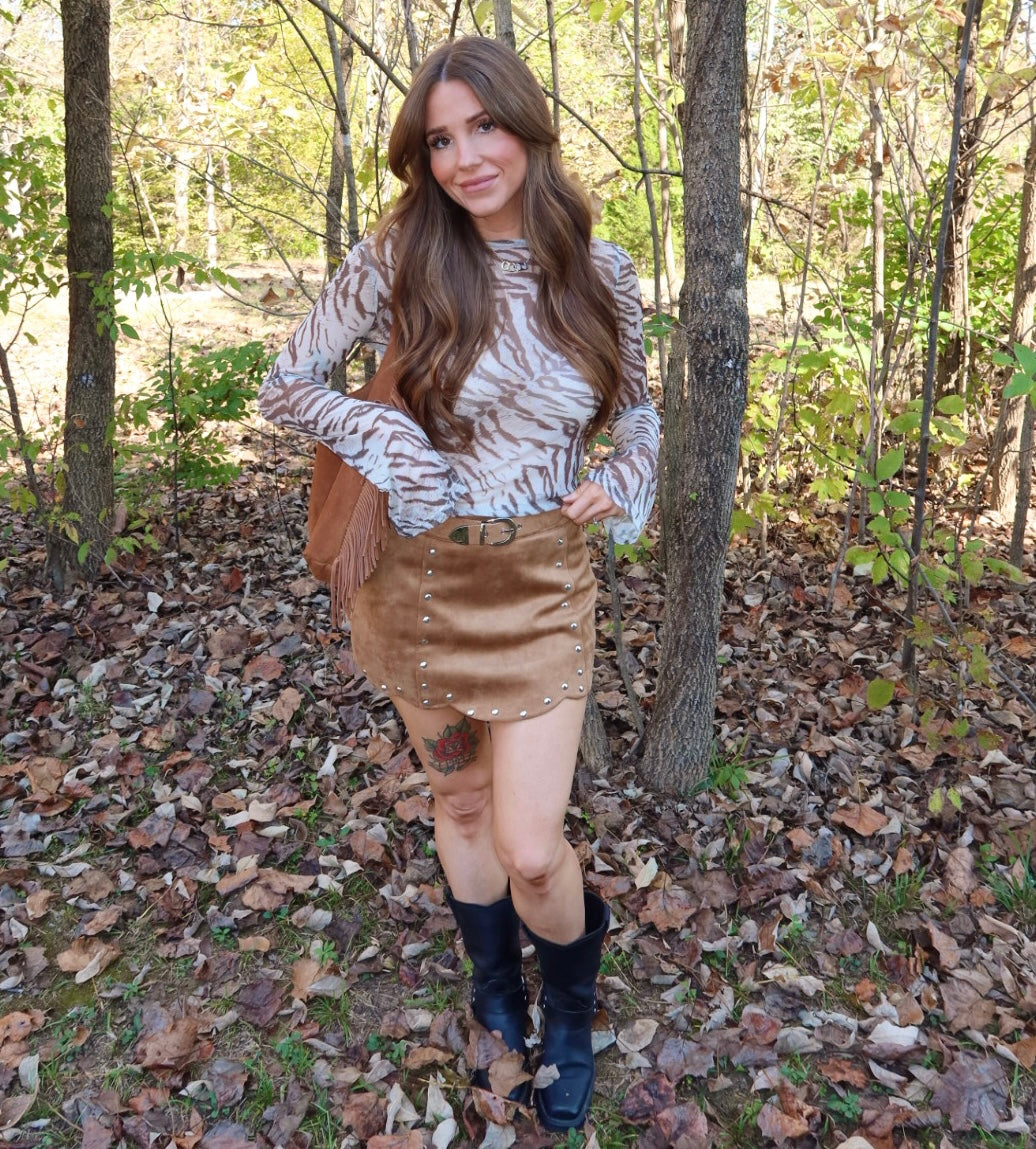 Buckskin Suede Mini Skirt