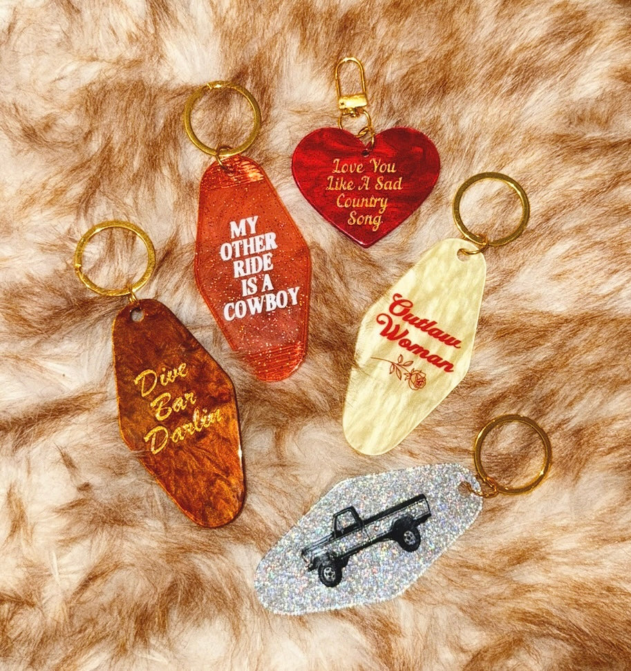 Love You Like A Sad Country Song Heart Keychain