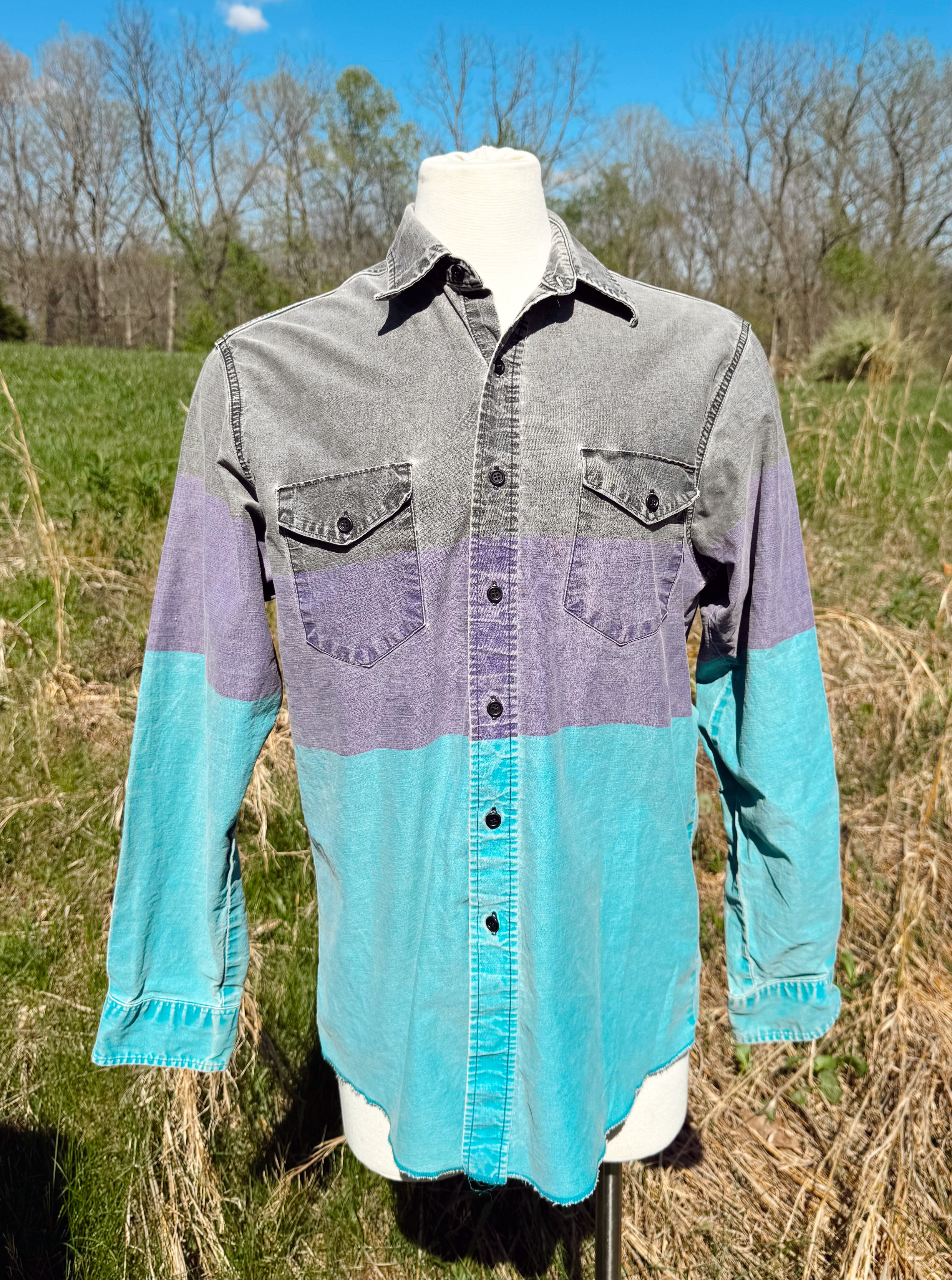 Vintage 90s Wrangler Striped Brushpopper Button Up