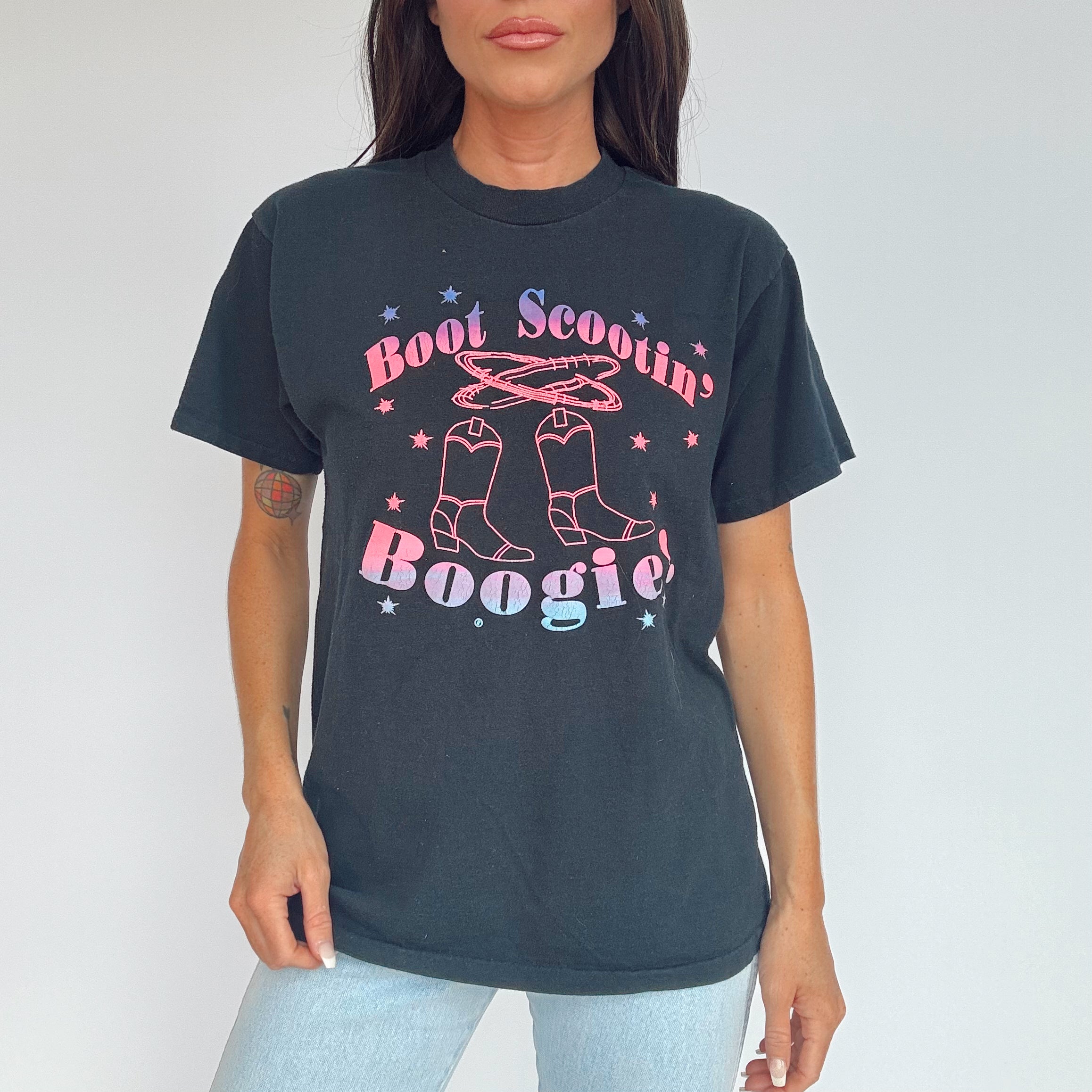 Vintage 90s Boot Scootin' Boogie Neon Tee