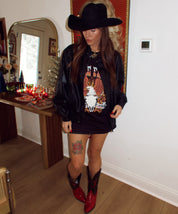 Retro Midnight Leather Bomber Jacket