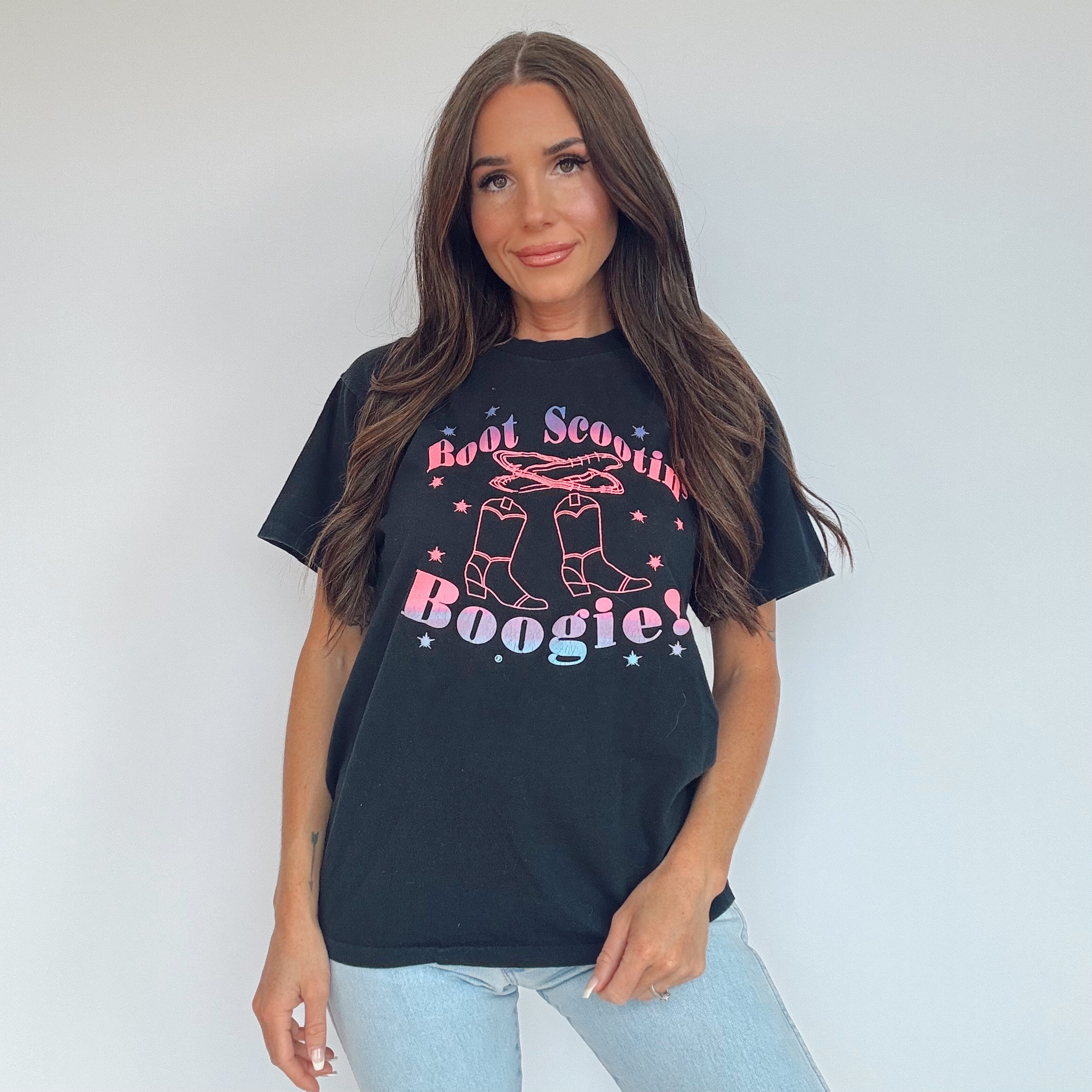 Vintage 90s Boot Scootin' Boogie Neon Tee