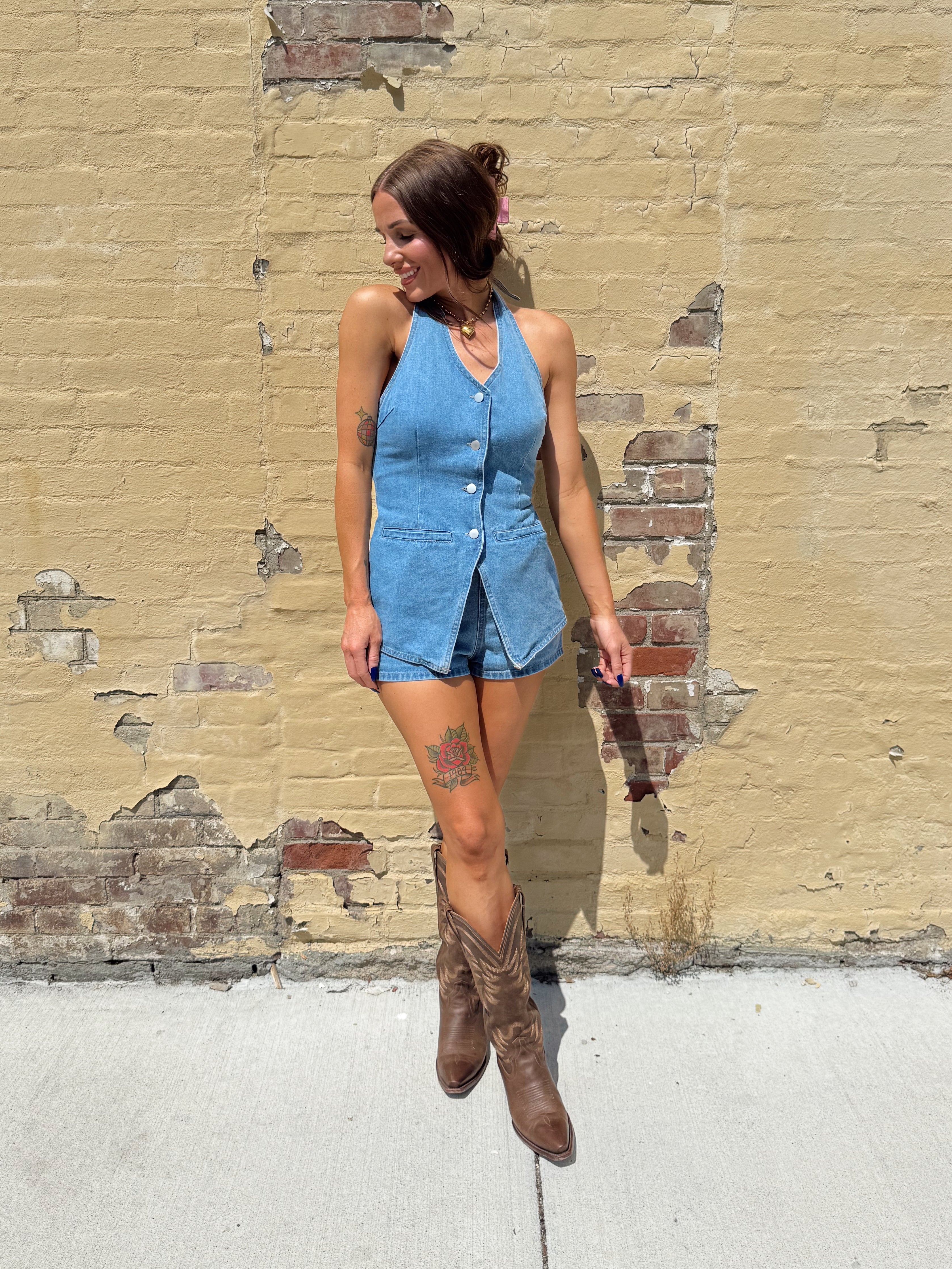 Blue Jean Baby Romper