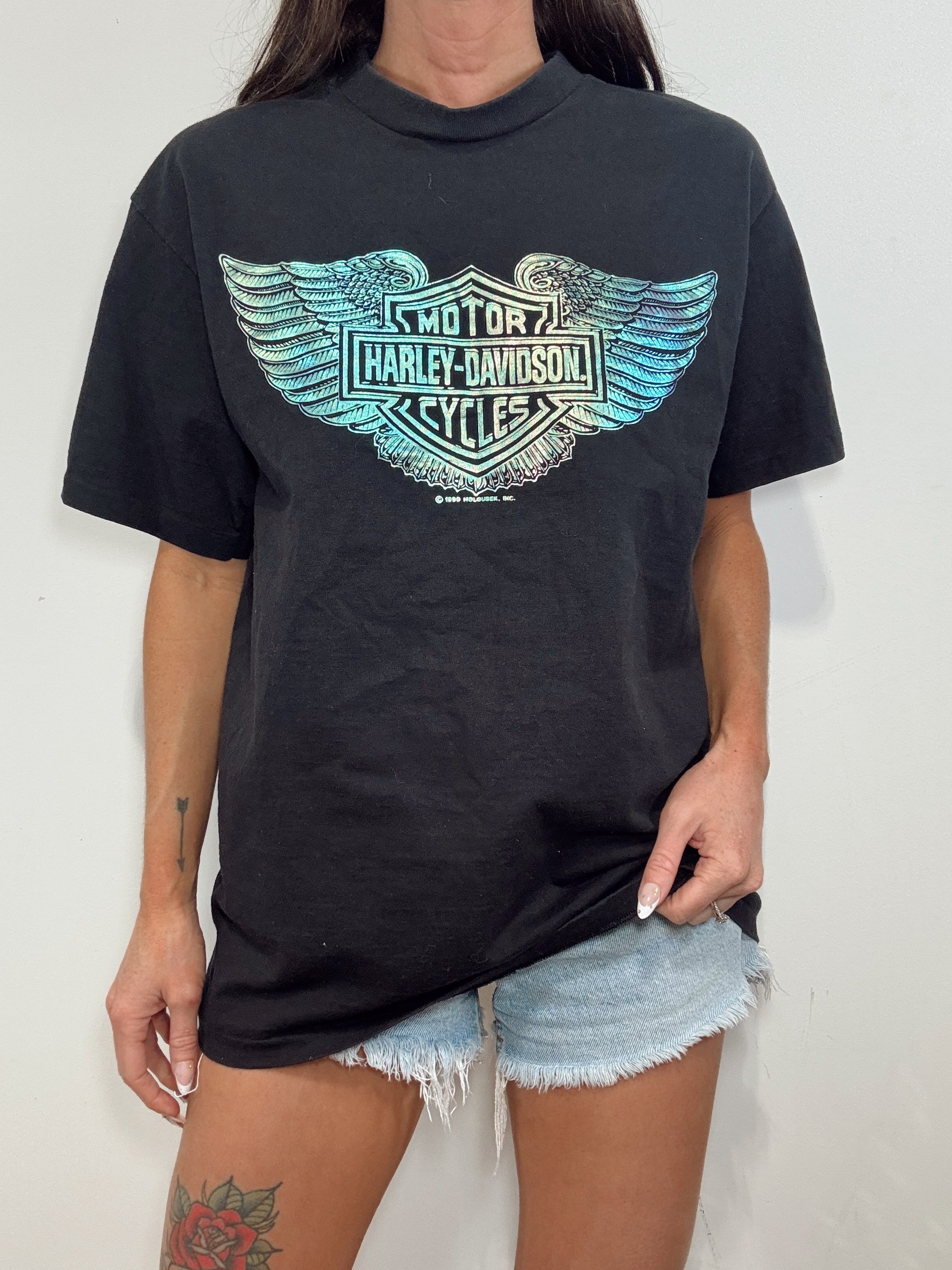 Vintage Harley Davidson Holographic Wing Tee