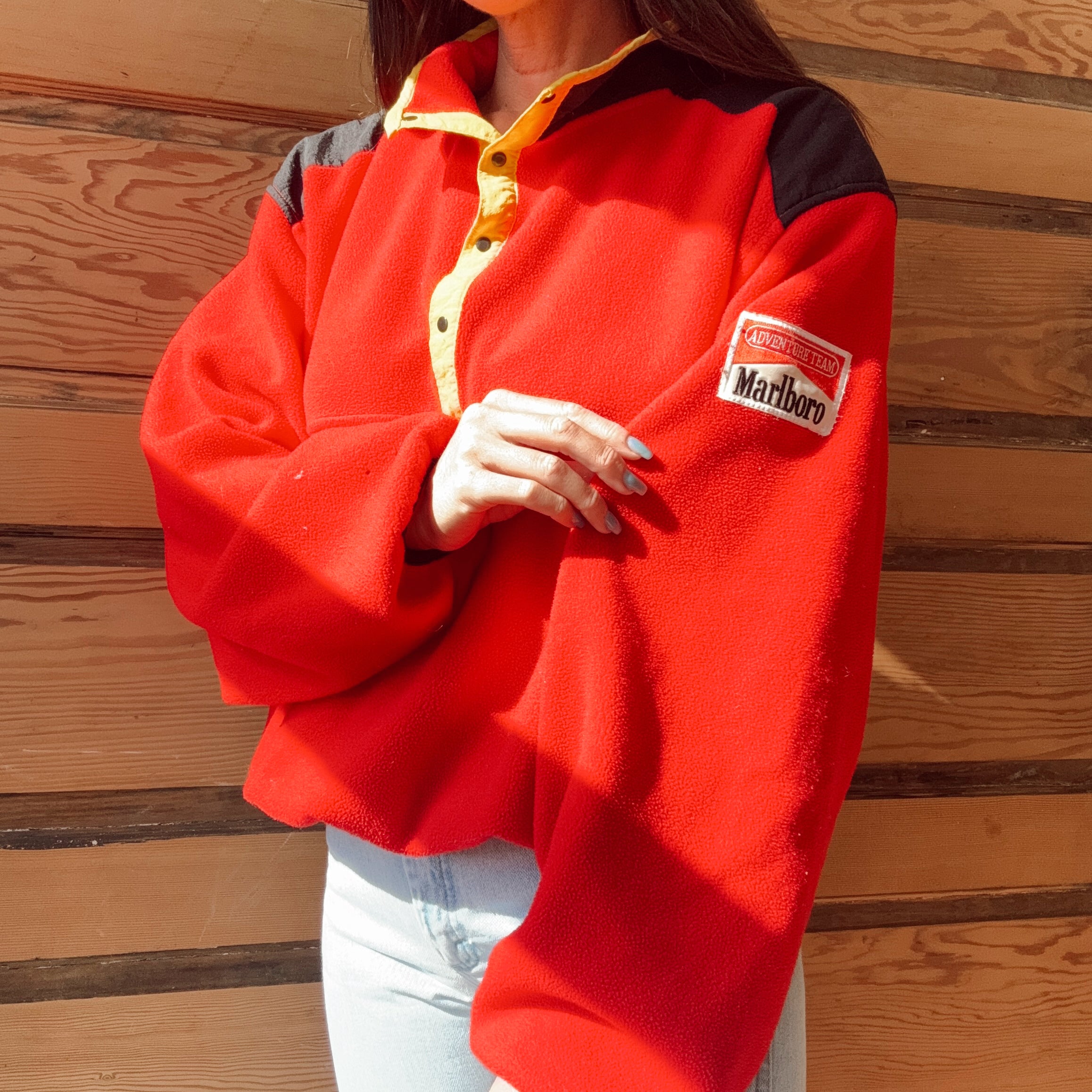 Vintage 90s Marlboro Fleece Snap