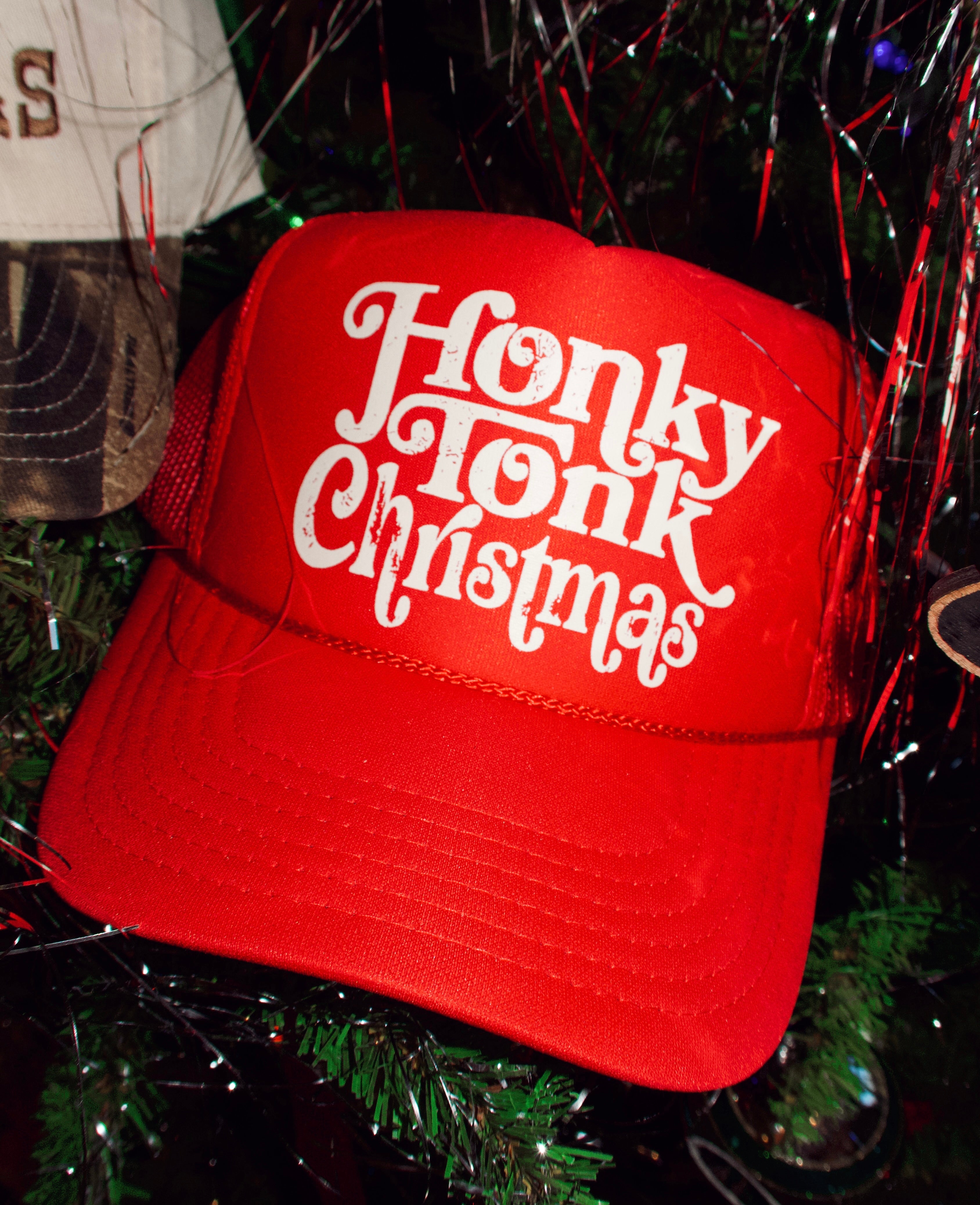 Honky Tonk Christmas Trucker Hat Cherry