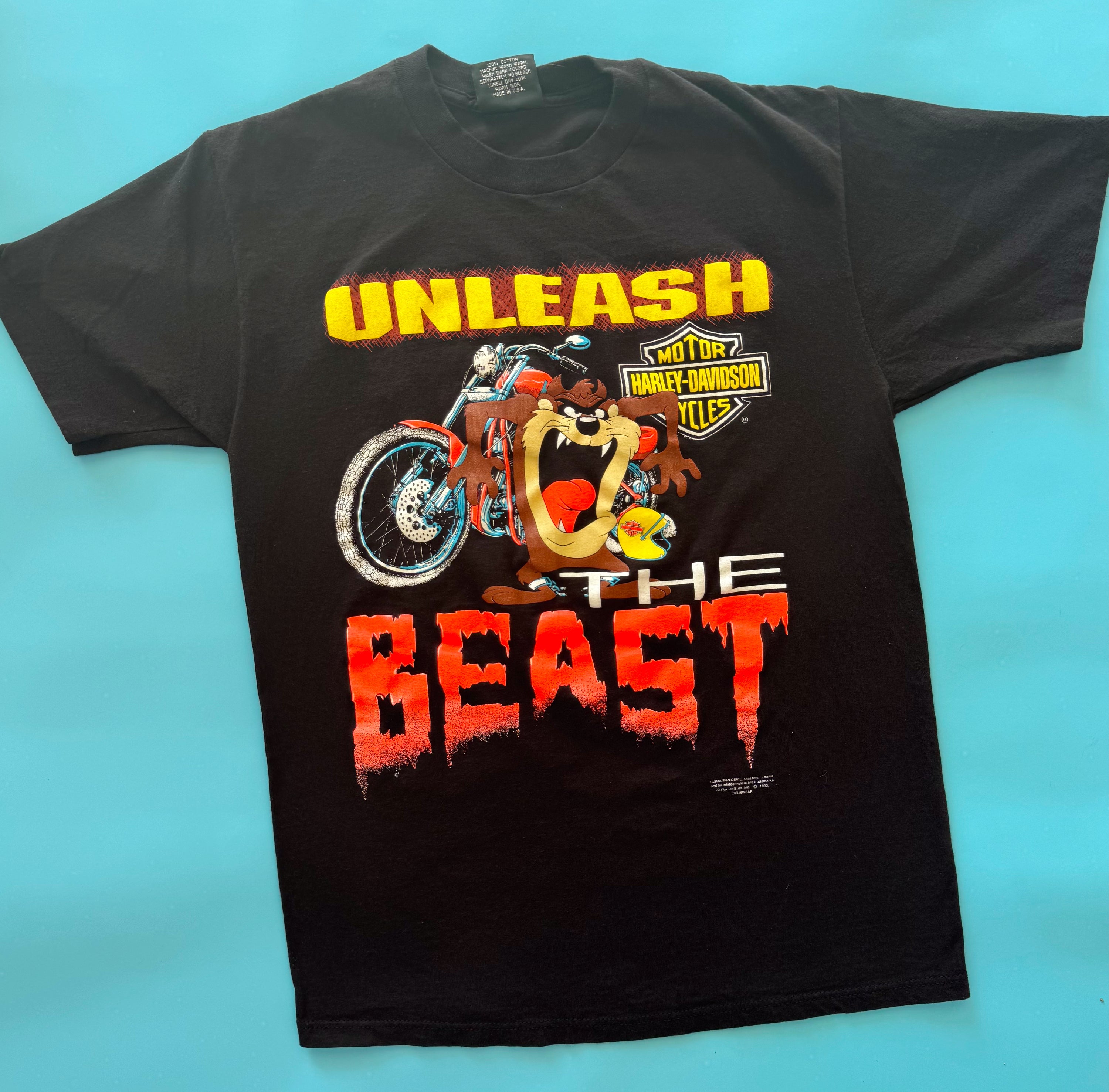 Vintage 90s Harley Davidson Taz Unleash The Beast Tee