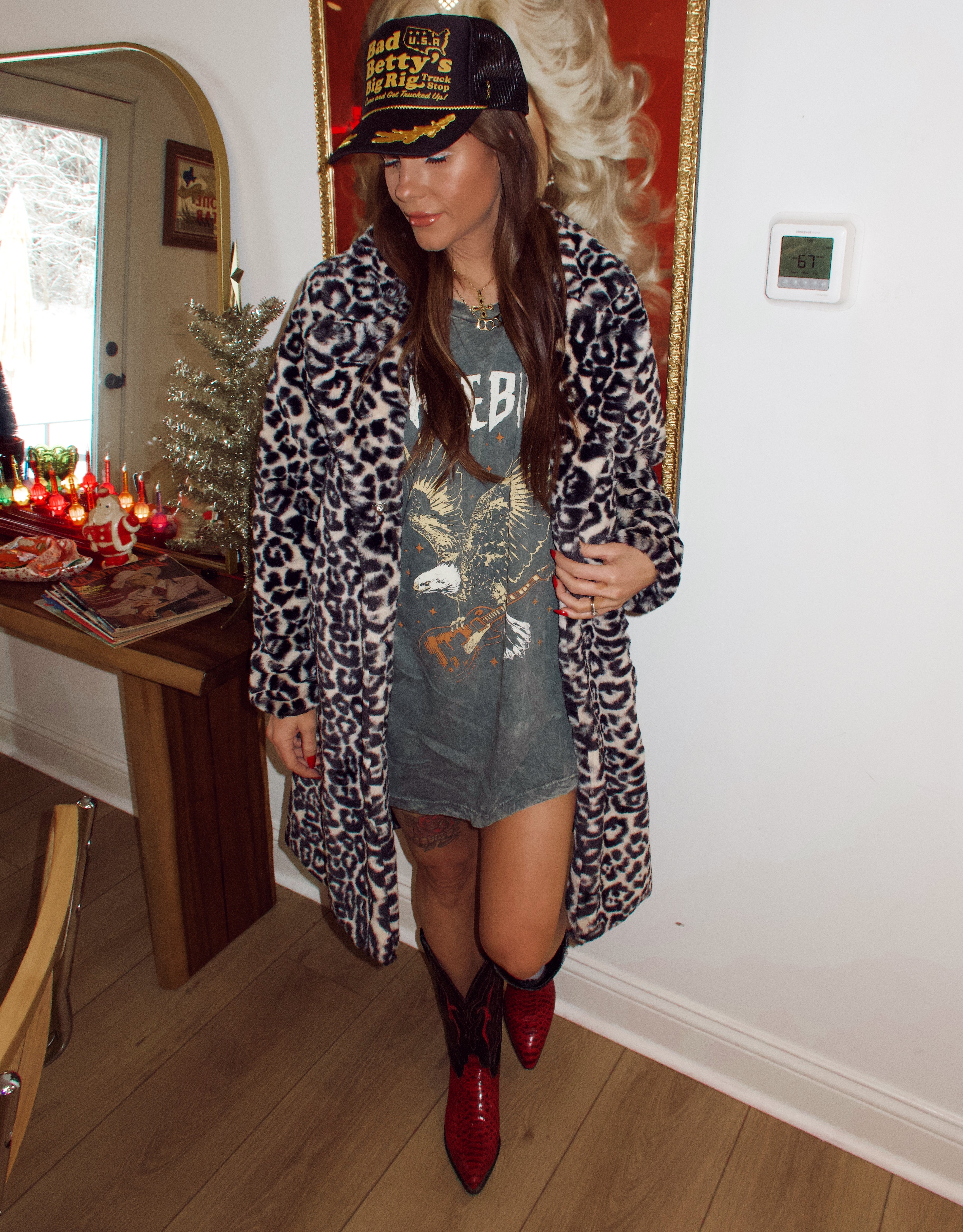 Highway Honey Faux Fur Leopard Coat