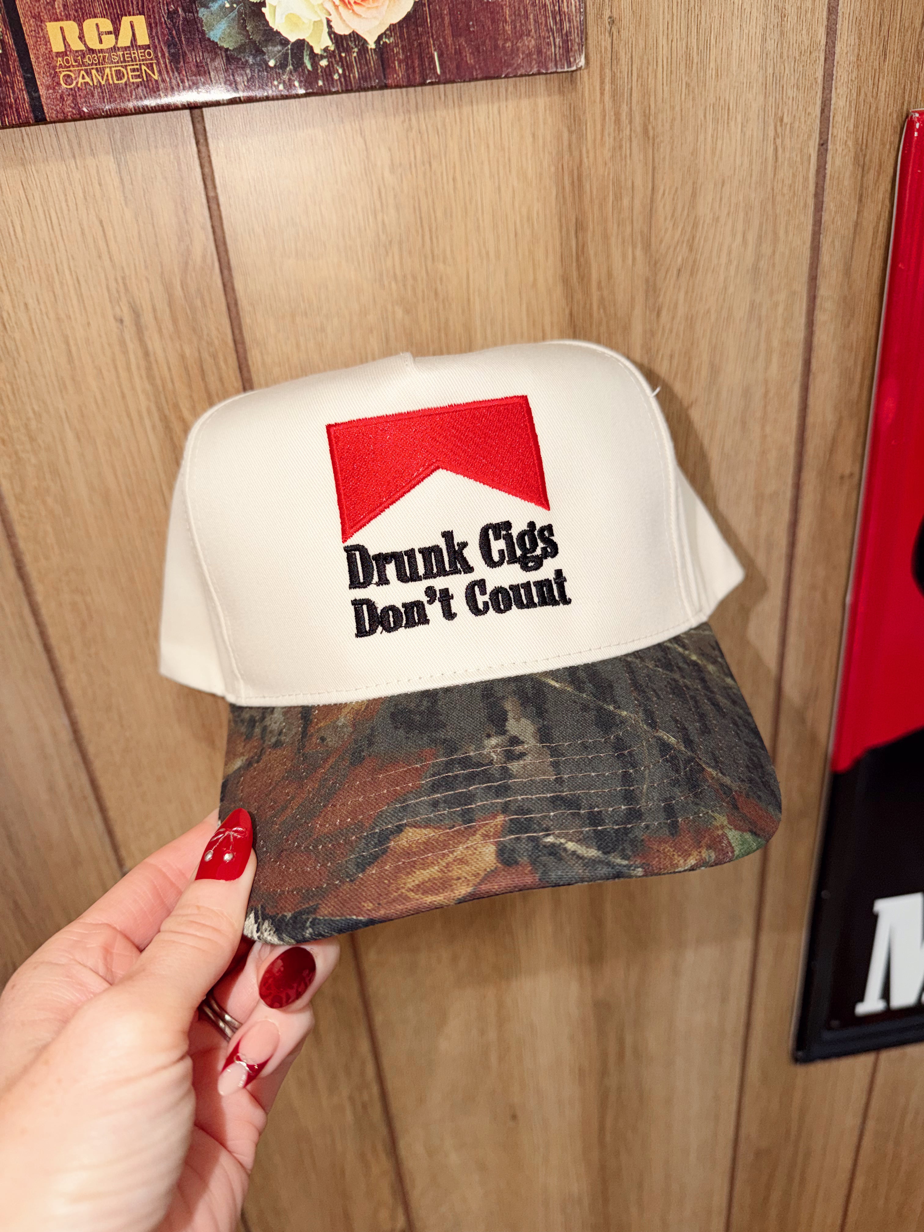 Drunk Cigs Don't Count Camo Trucker Hat