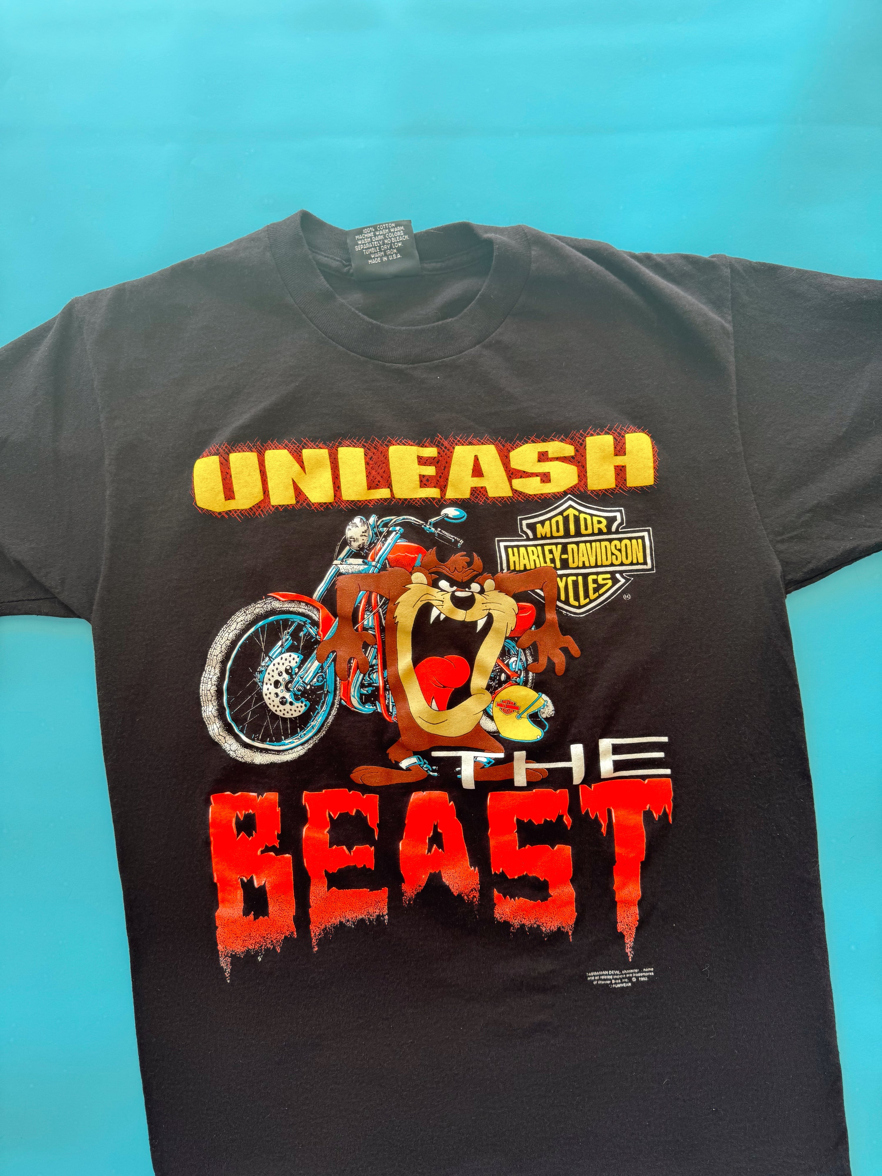 Vintage 90s Harley Davidson Taz Unleash The Beast Tee