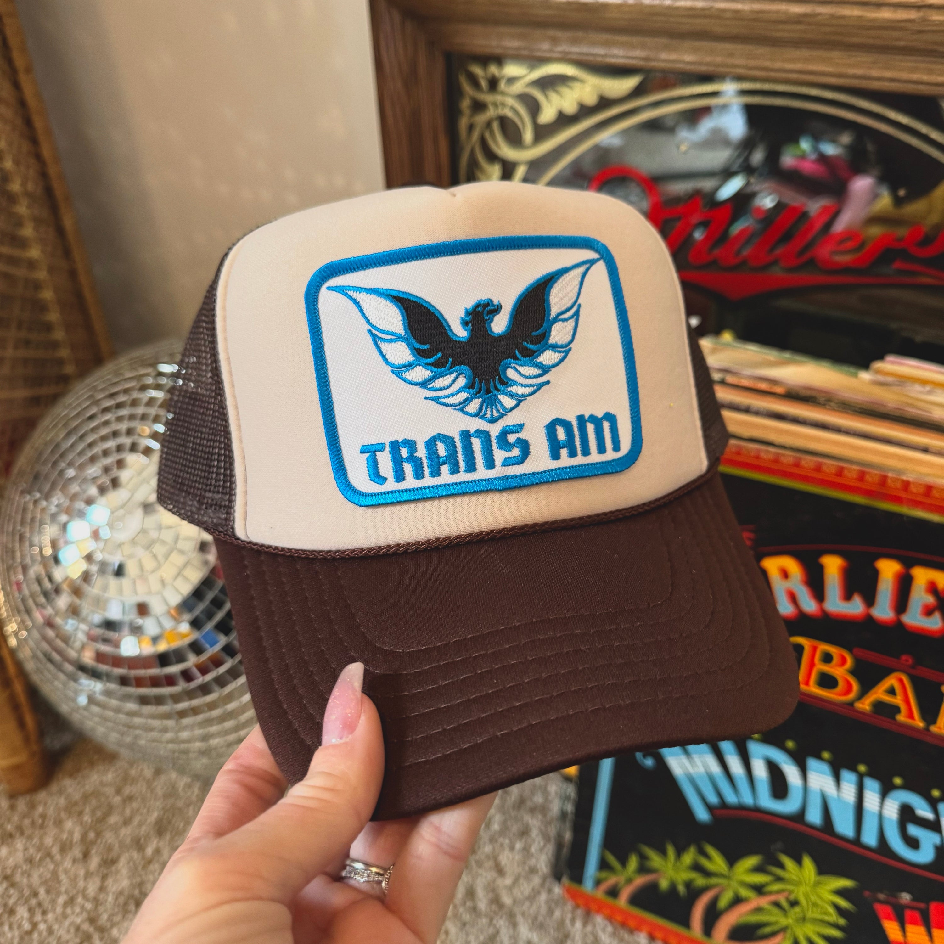 Retro Trans Am Blue Patch Trucker Hat