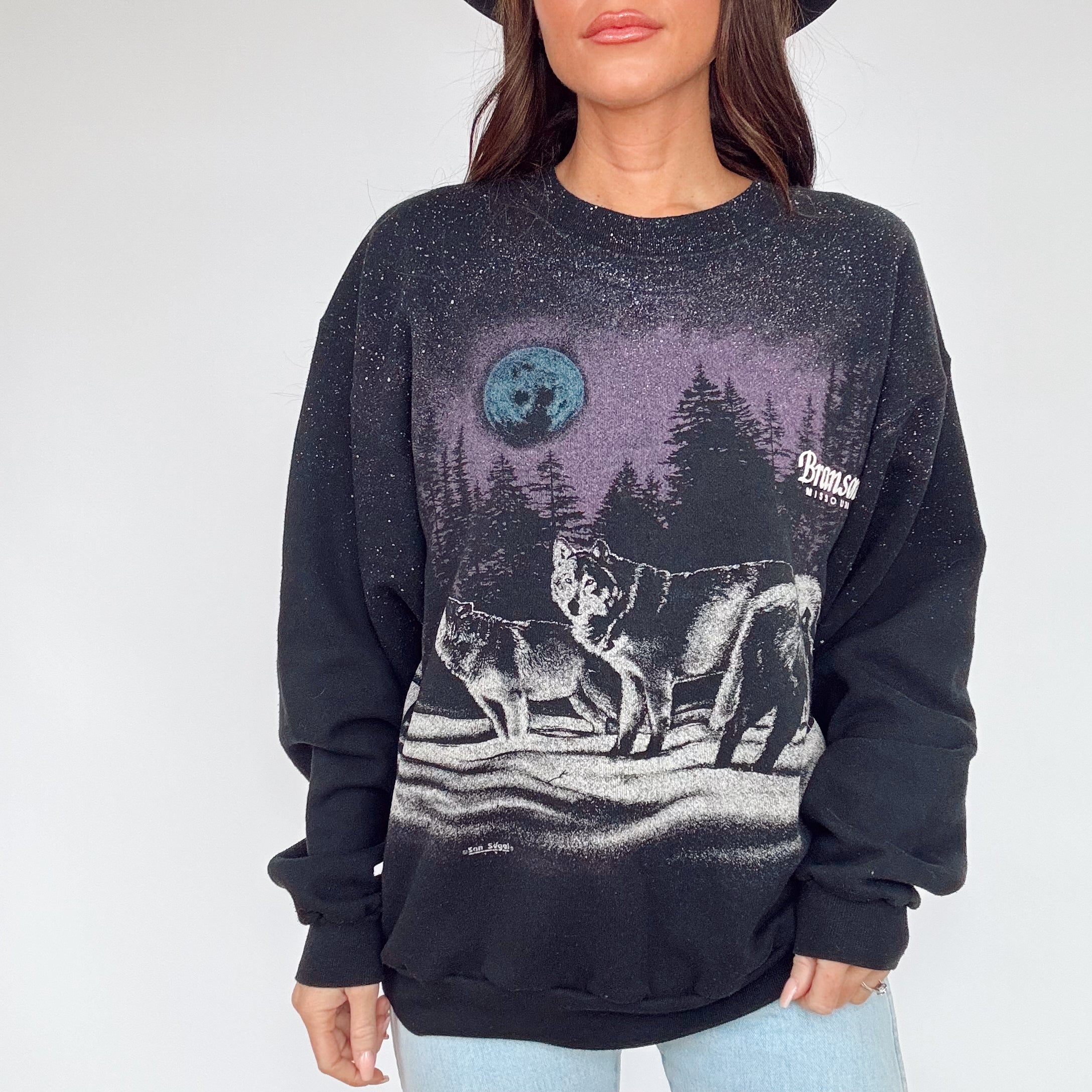 Vintage 90s Wolf All Over Print Crewneck Sweatshirt