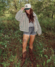 Green Checkered Sherpa Jacket