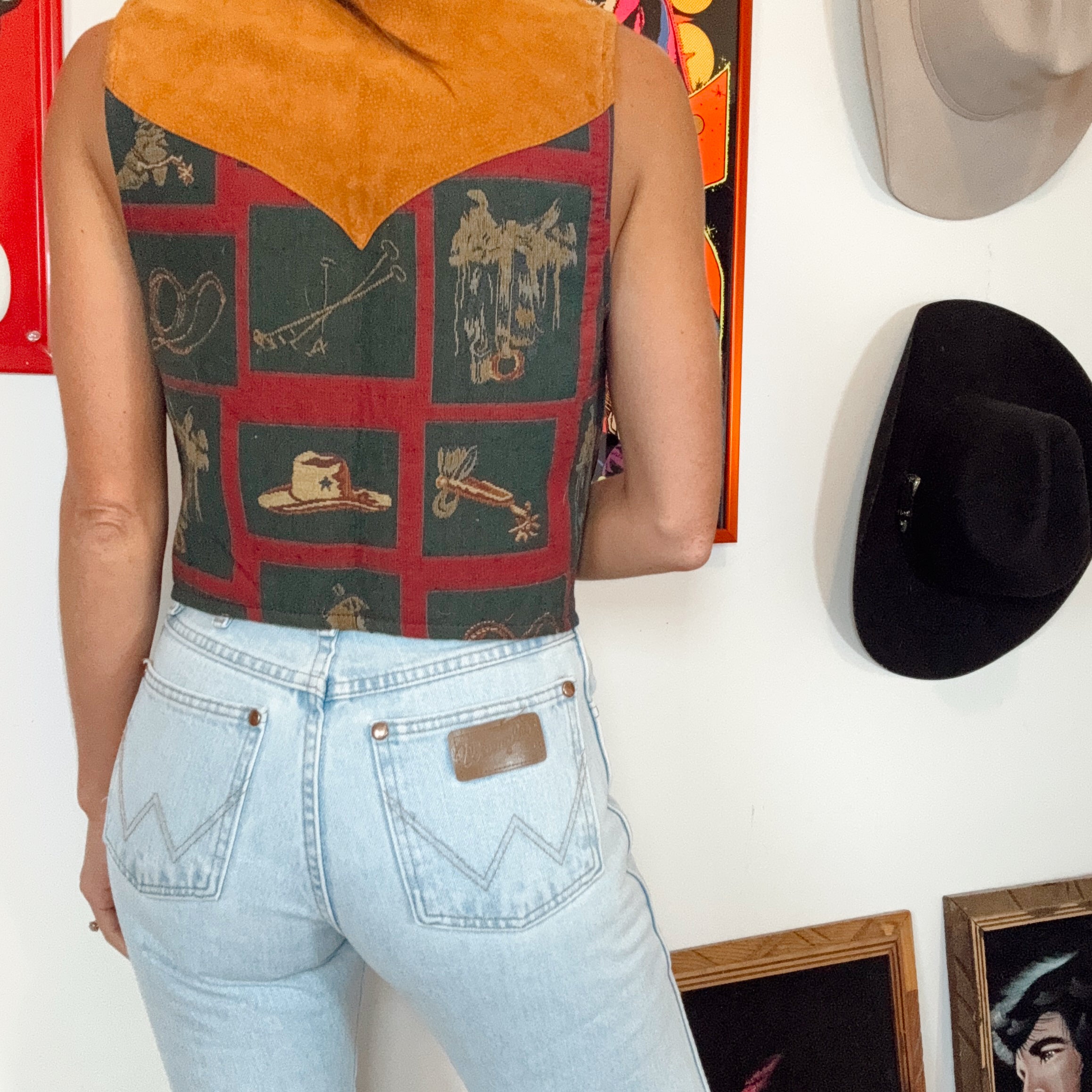 Vintage 90s Western Print Vest