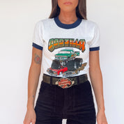 Vintage 80s Monster Truck Godzilla Ringer Tee