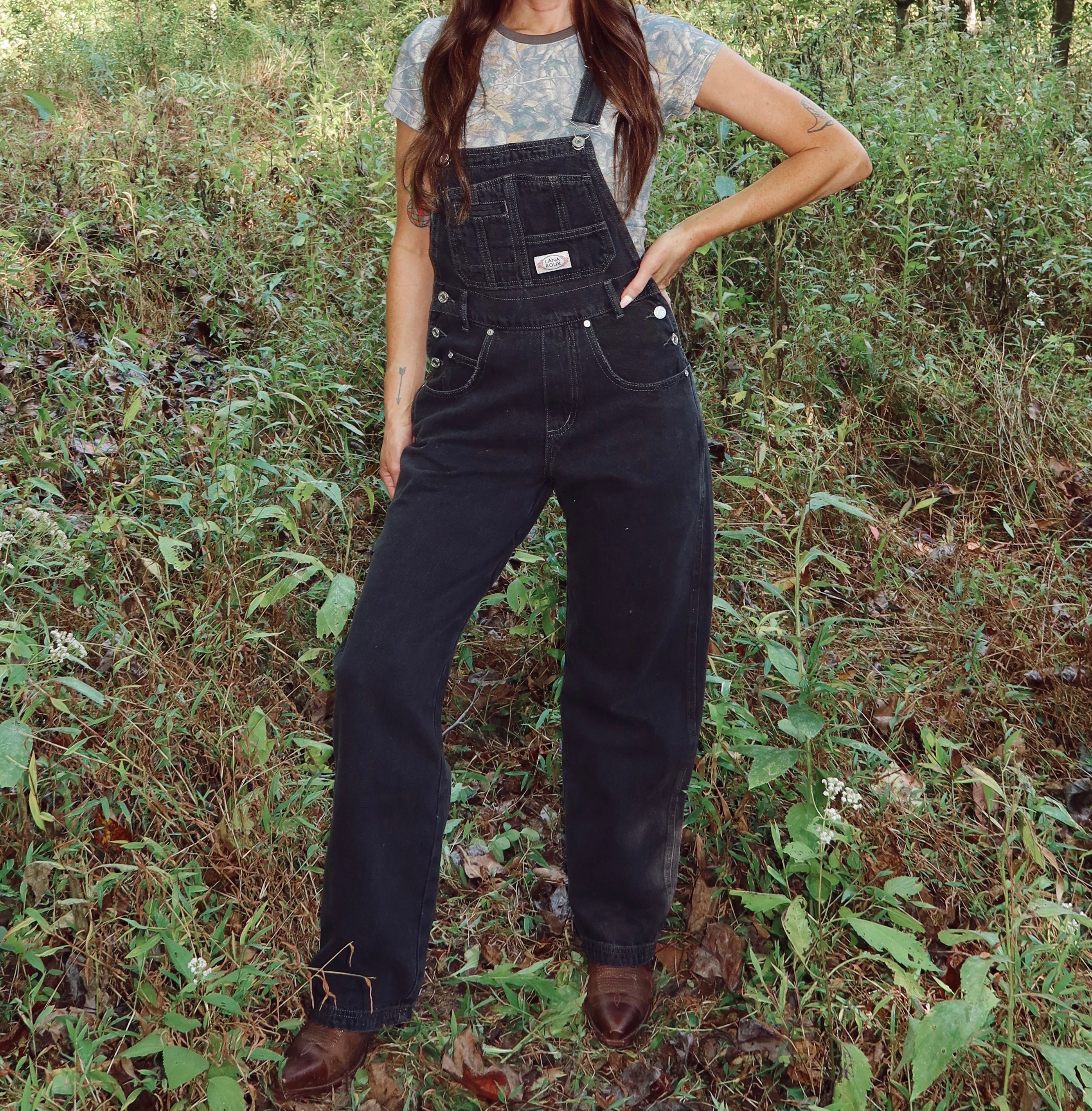 Black Denim Overalls