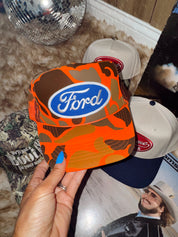 Retro Trucker Hat Camo Orange