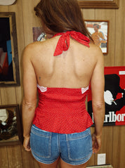 Country Sweetheart Halter Top Cherry Red