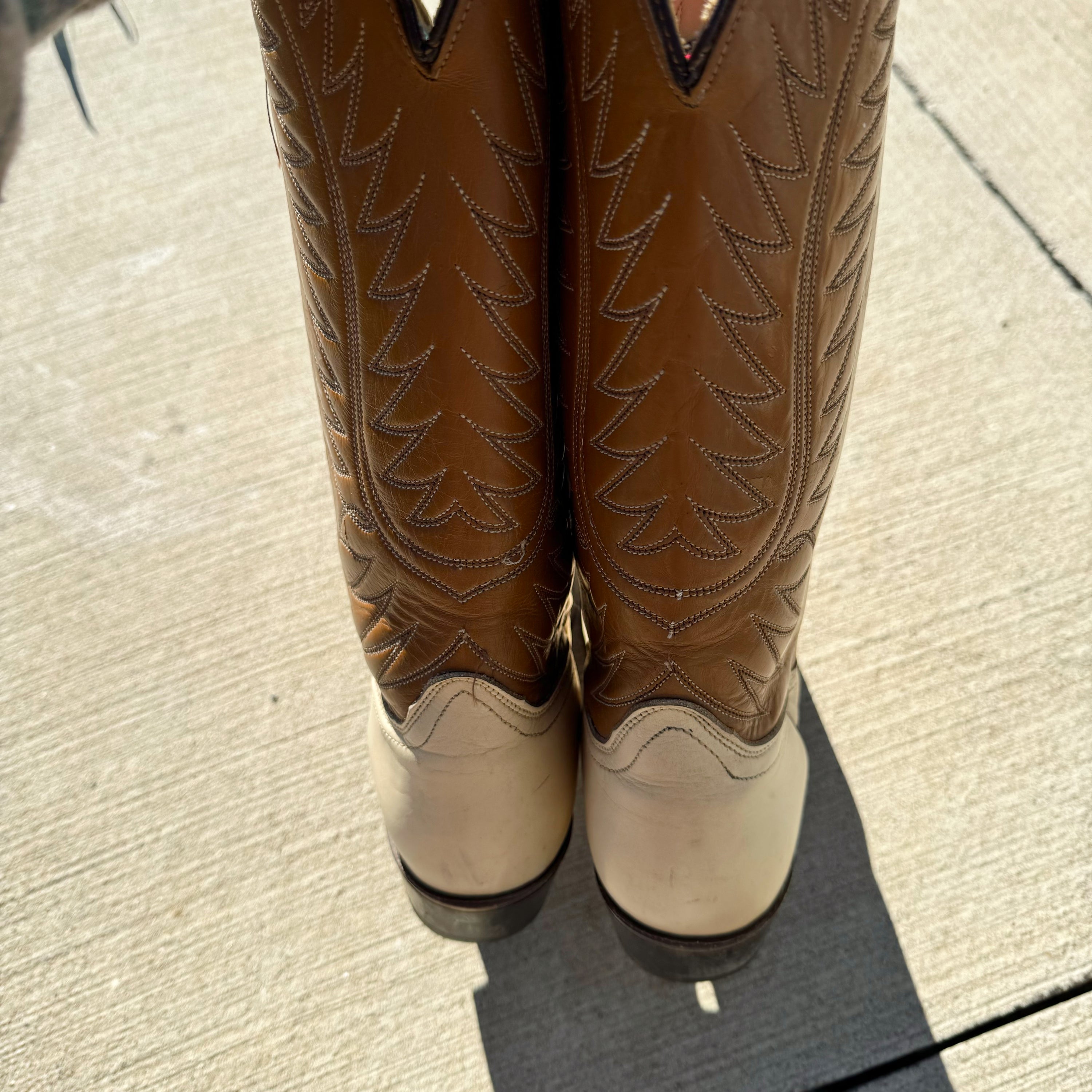 Vintage Western Two Tone Leather Cowgirl Boots