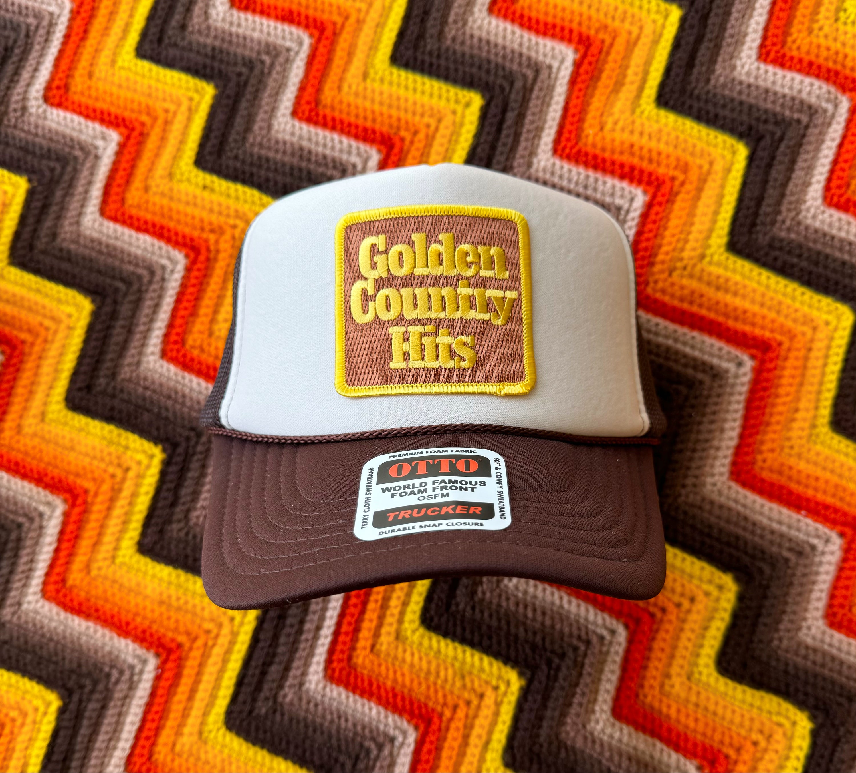 Golden Country Hits Retro Trucker Hat Brown