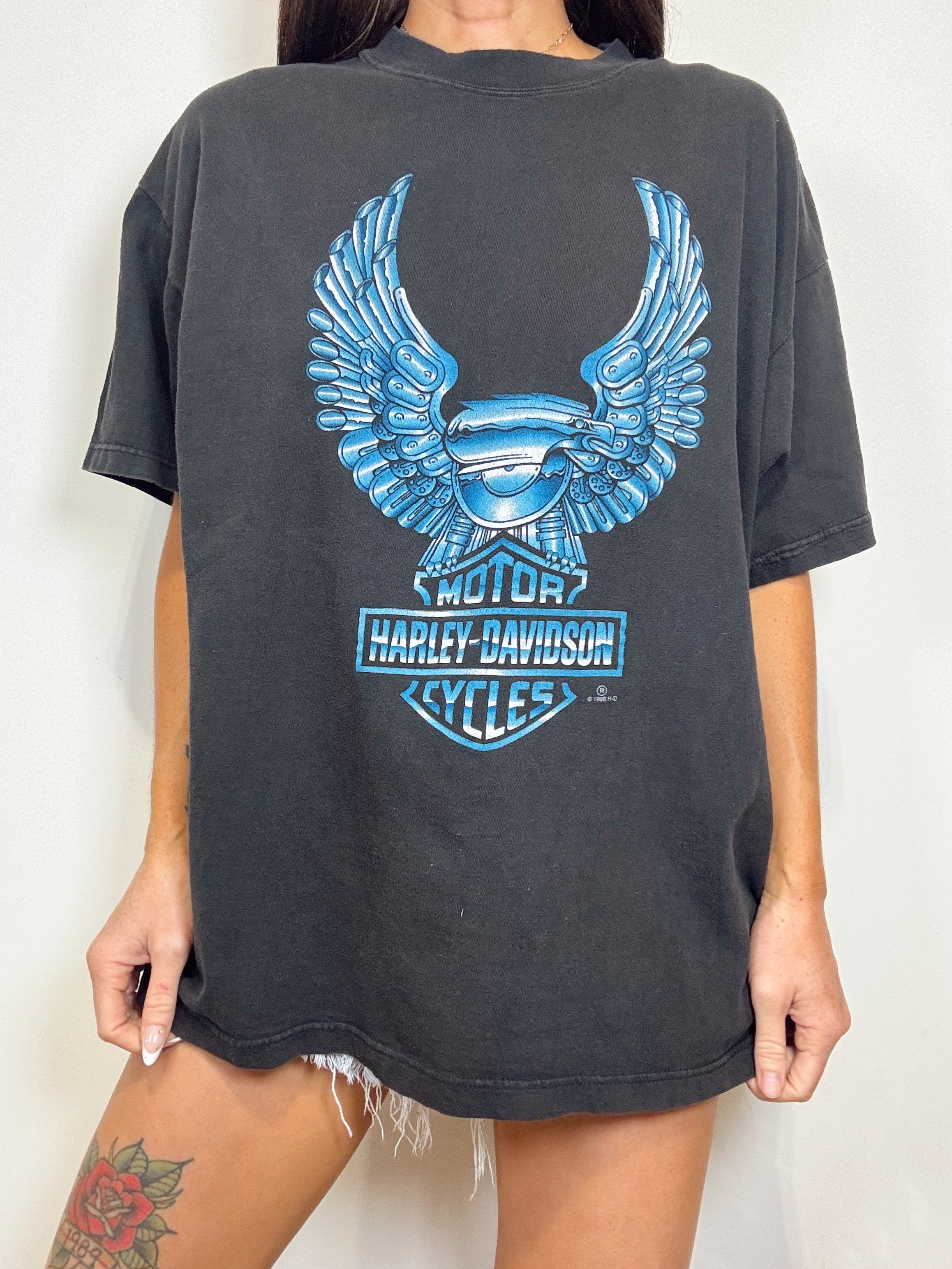 Vintage 90s Harley Davidson Chrome Eagle Tee
