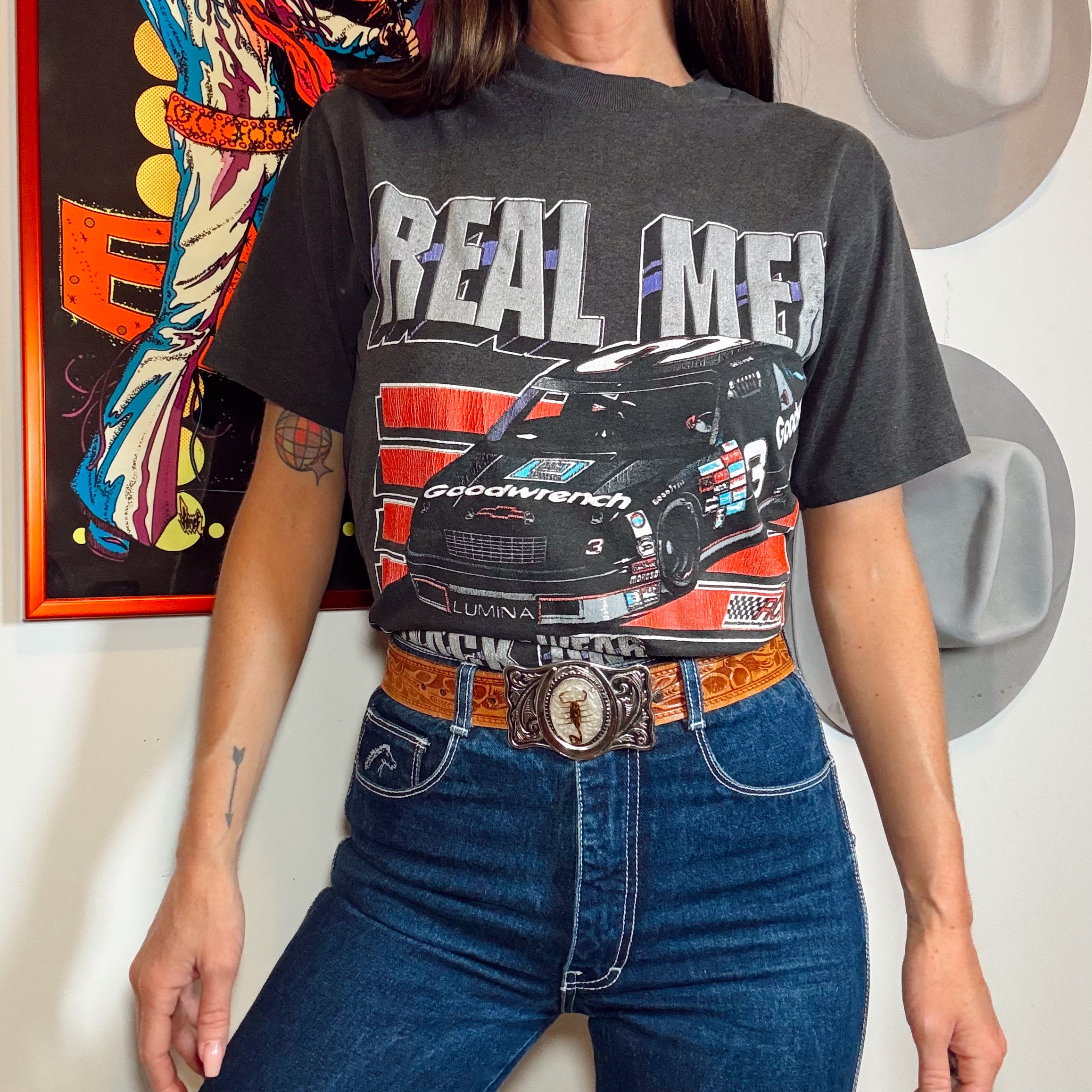 Vintage 90s Dale Earnhardt Black & Silver Tee