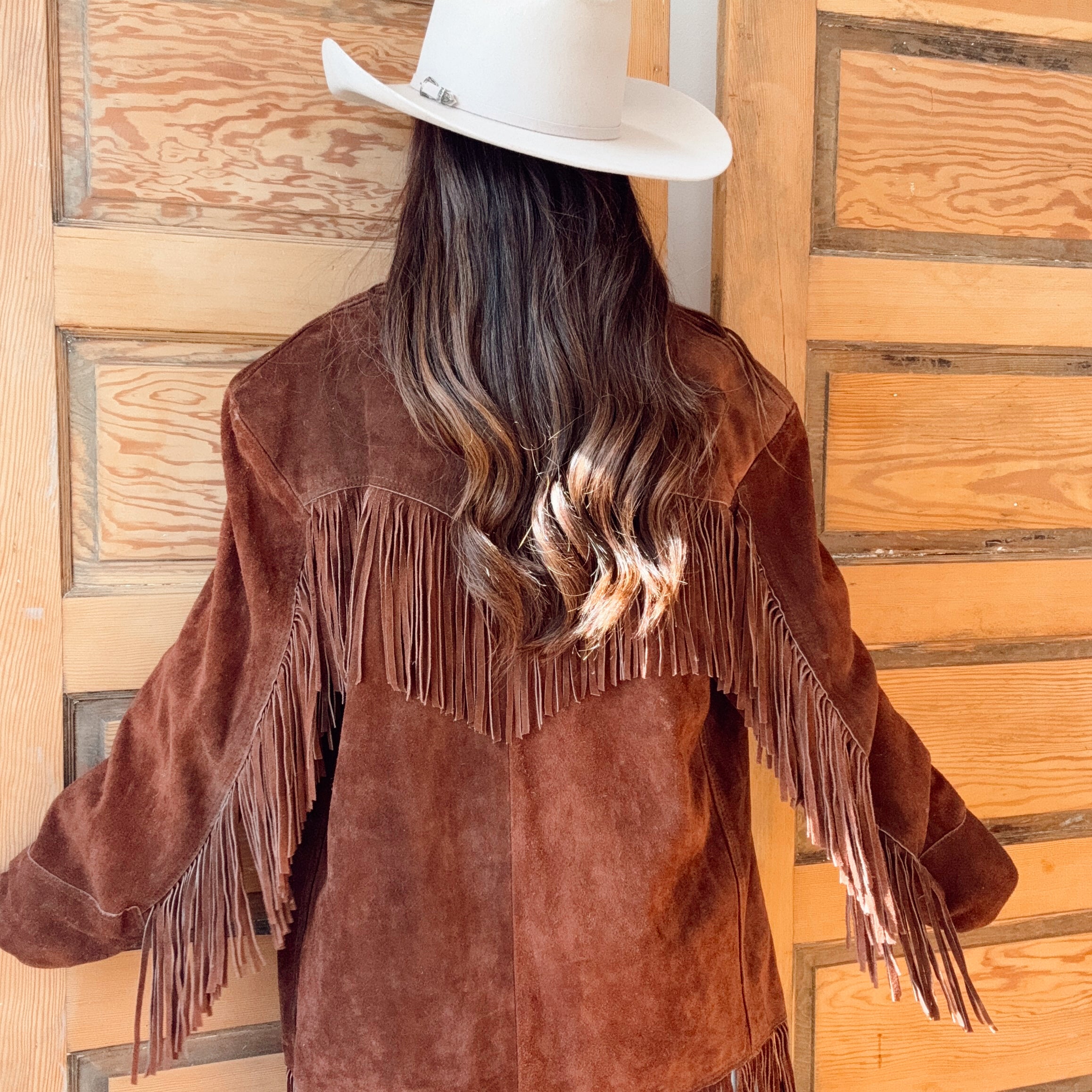 Vintage 70s Western Brown Fringe Suede Jacket