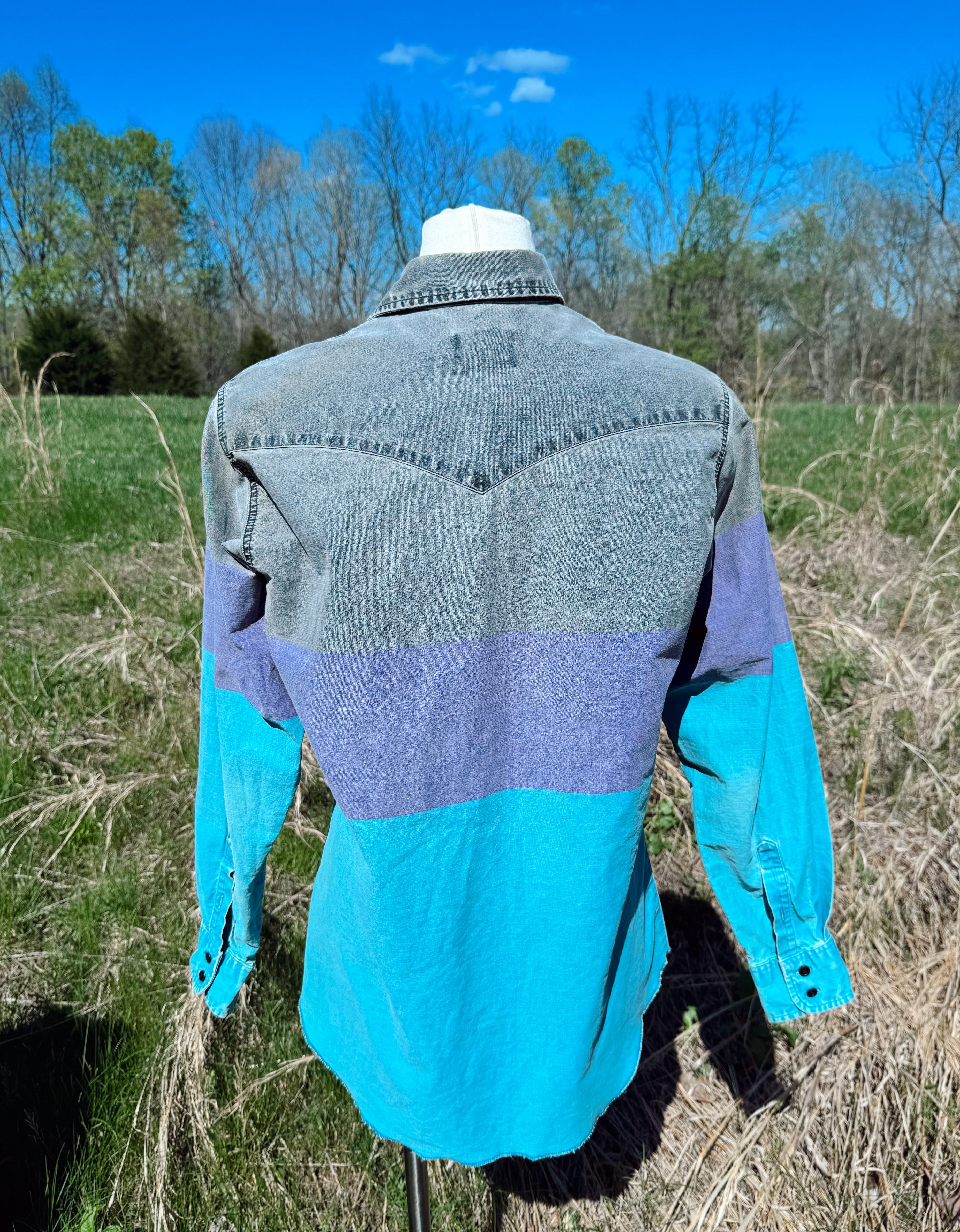 Vintage 90s Wrangler Striped Brushpopper Button Up