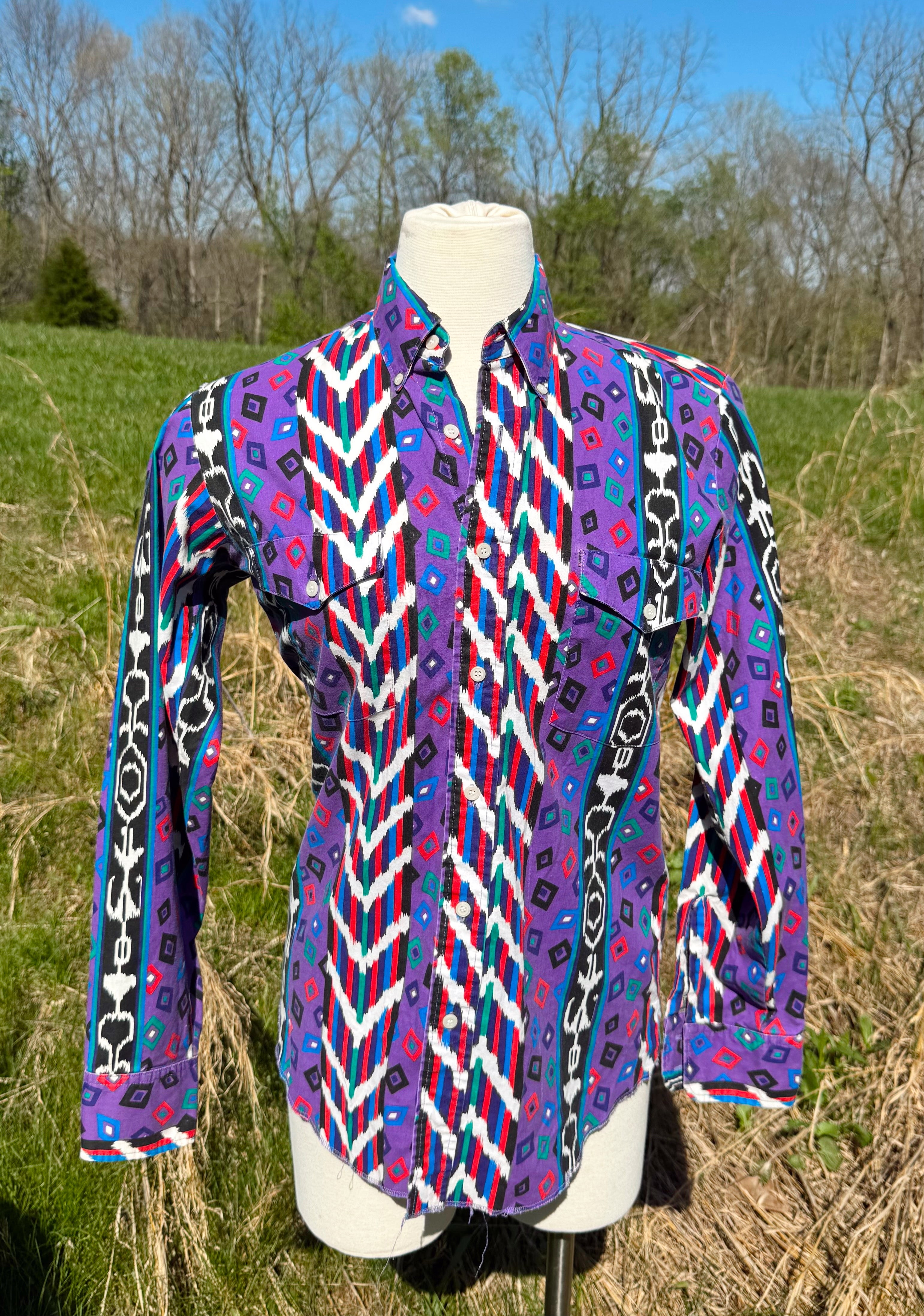Vintage 90s Western Atzec Button Up