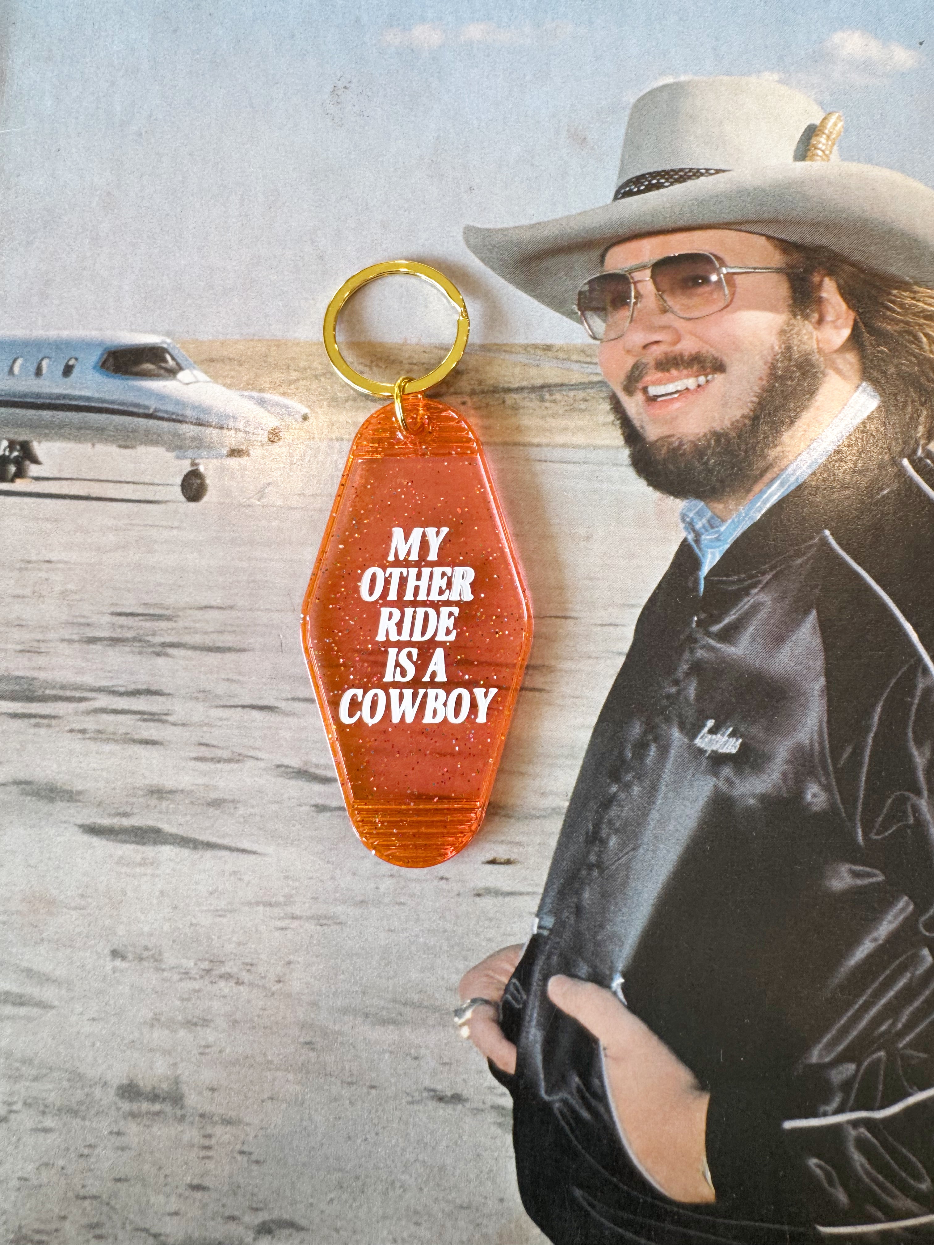 My Other Ride Is A Cowboy Motel Keychain
